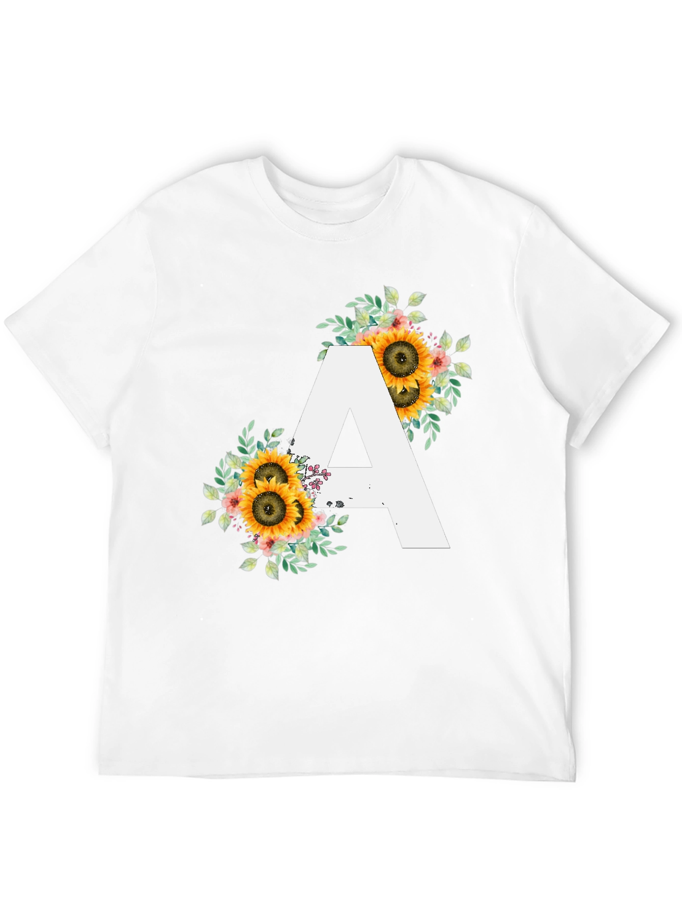 Sunflower Letter A Black T-Shirt