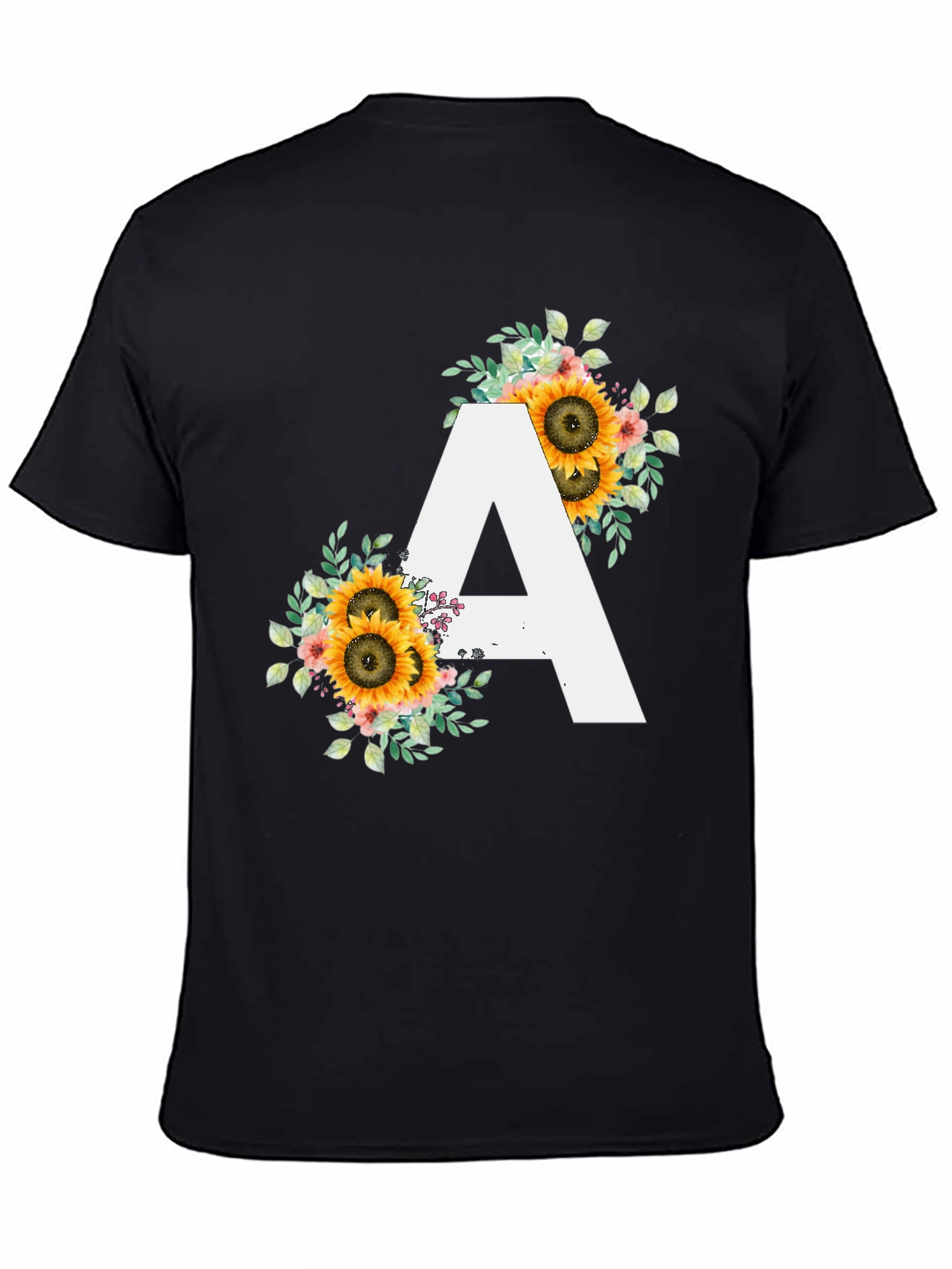 Sunflower Letter A Black T-Shirt