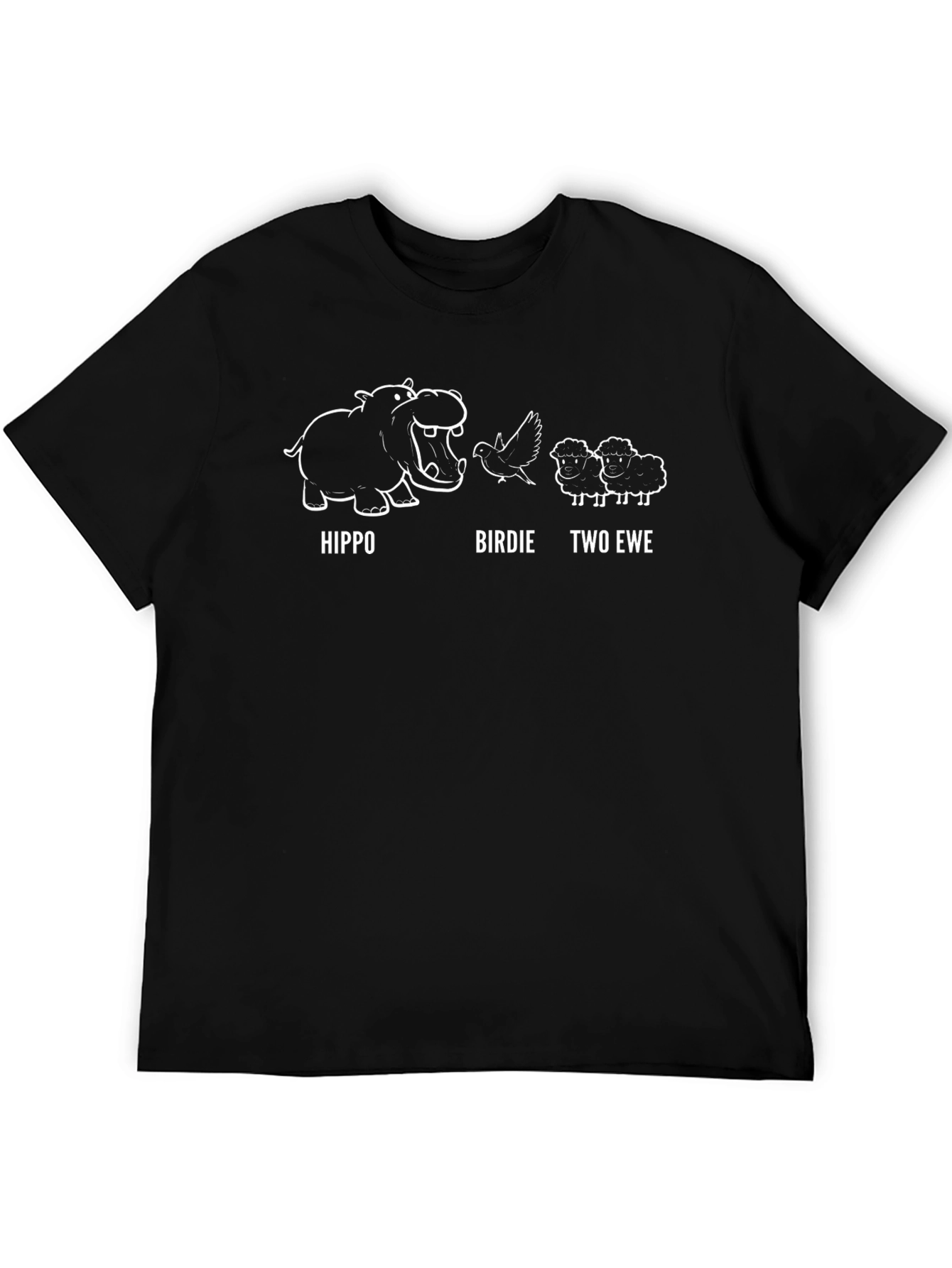 Funny Hippo Birdie Two Ewe Graphic Tee