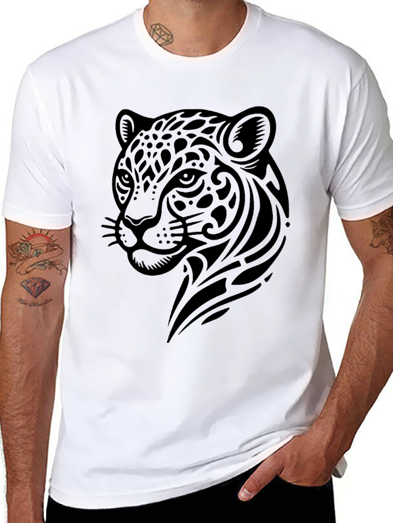 Jaguar Tribal Graphic Black T-Shirt