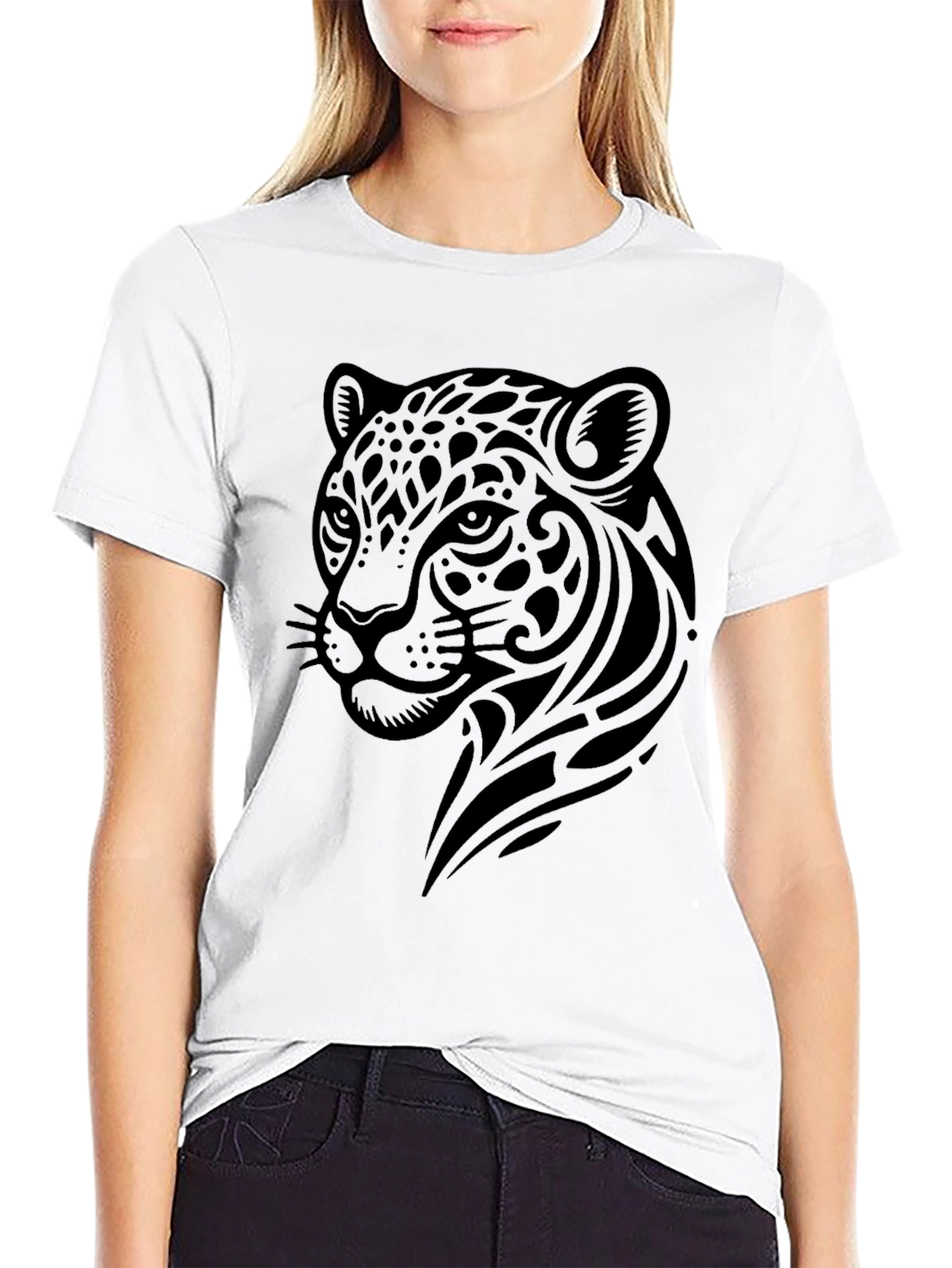 Jaguar Tribal Graphic Black T-Shirt