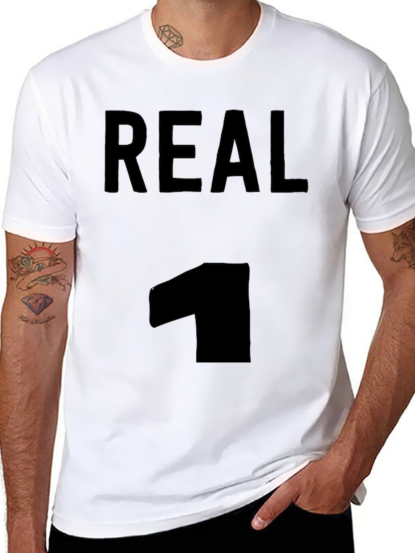 Mens Real 1 Graphic Tee - Black Casual T-Shirt
