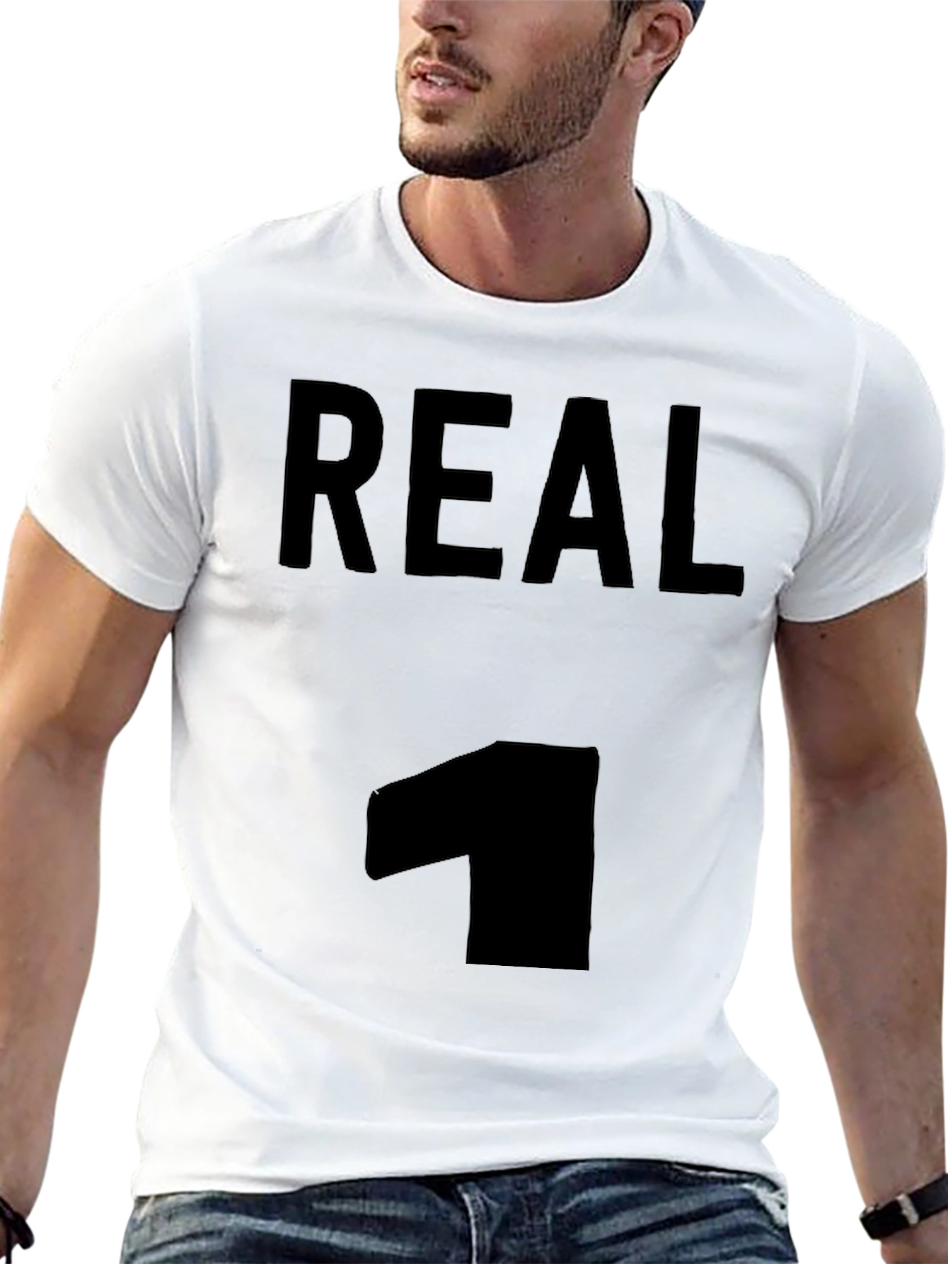 Mens Real 1 Graphic Tee - Black Casual T-Shirt