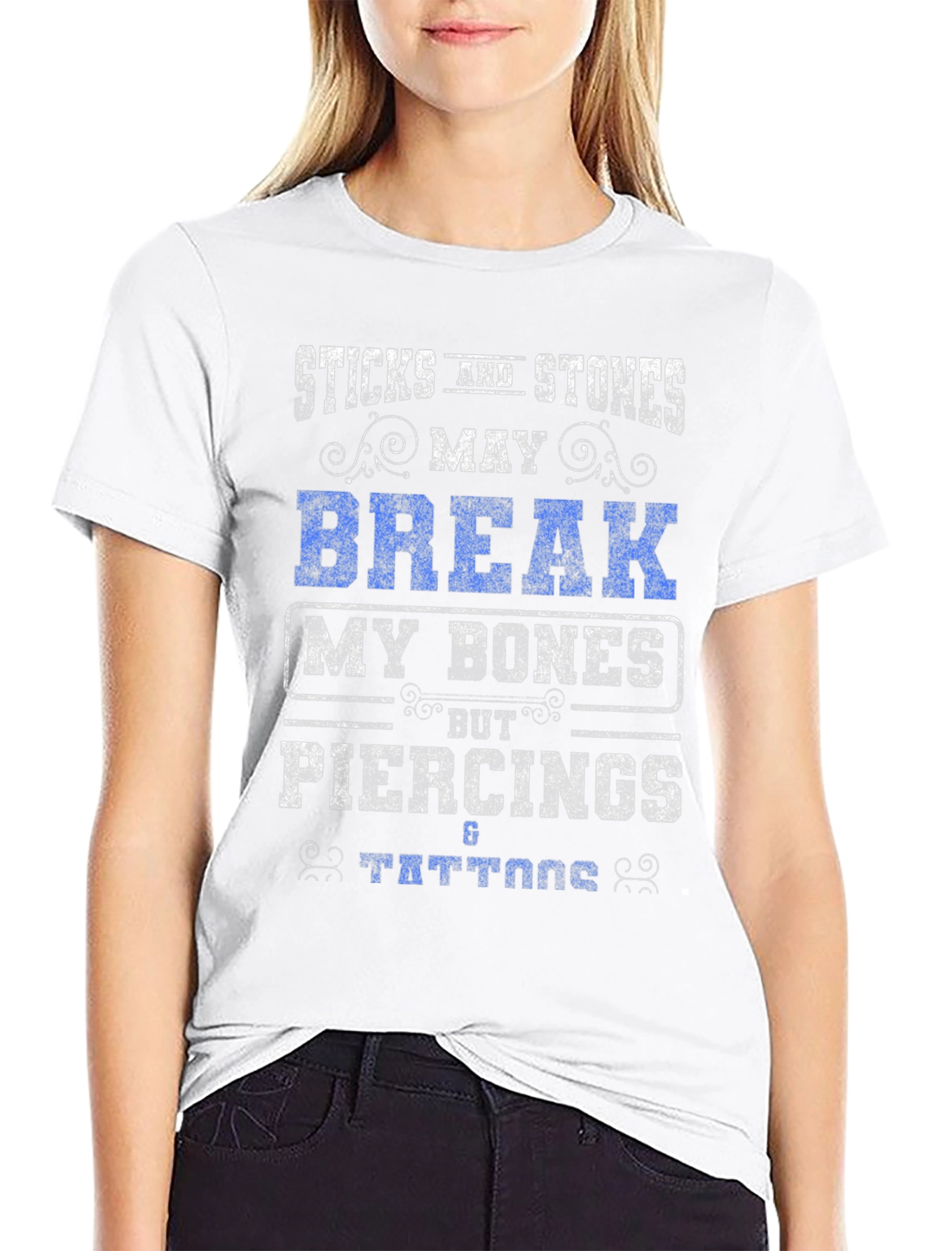 Sticks and Stones Piercings Tattoos Graphic T-Shirt