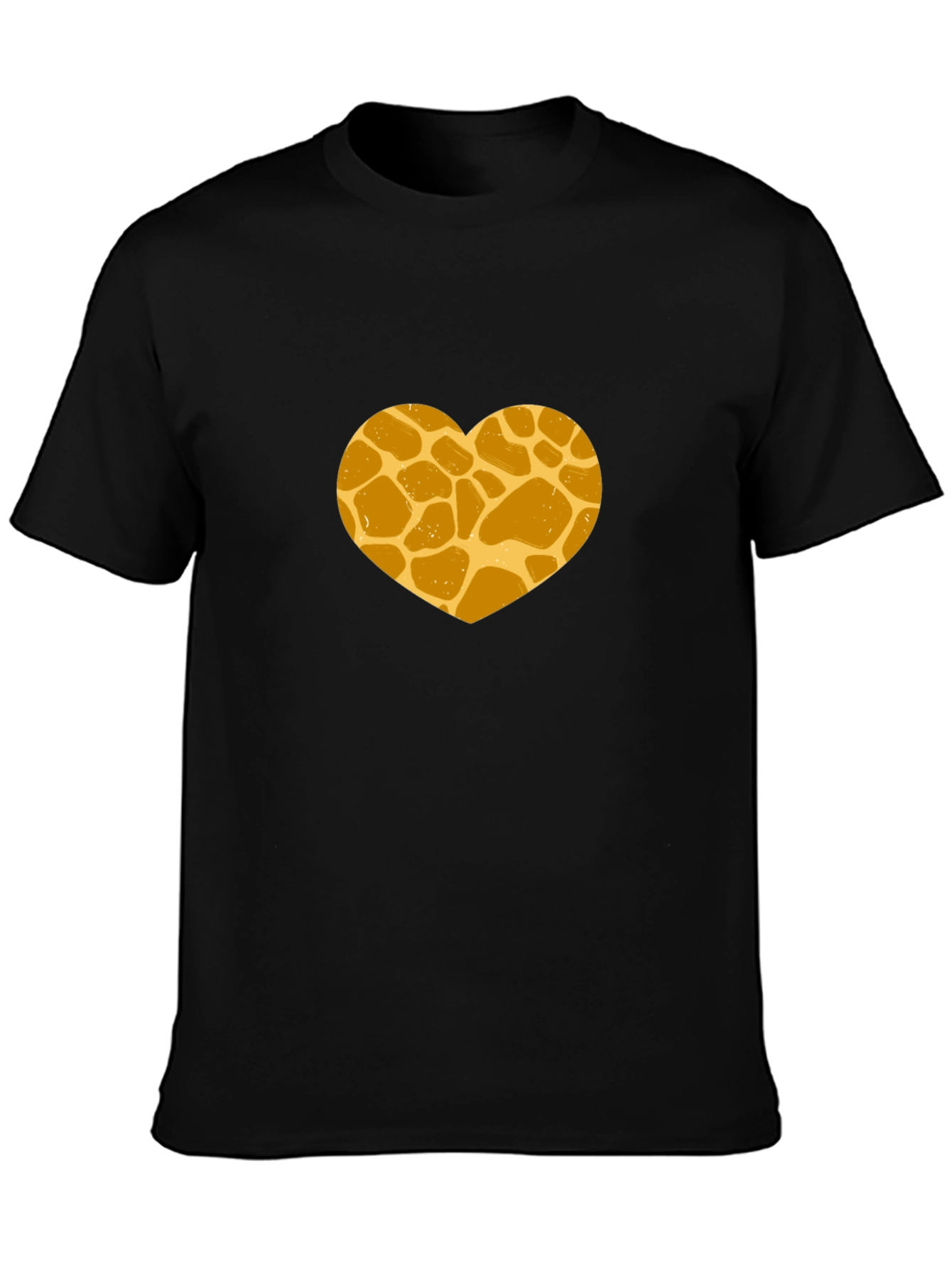 Giraffe Print Heart Graphic Tee - Stylish Black T-Shirt