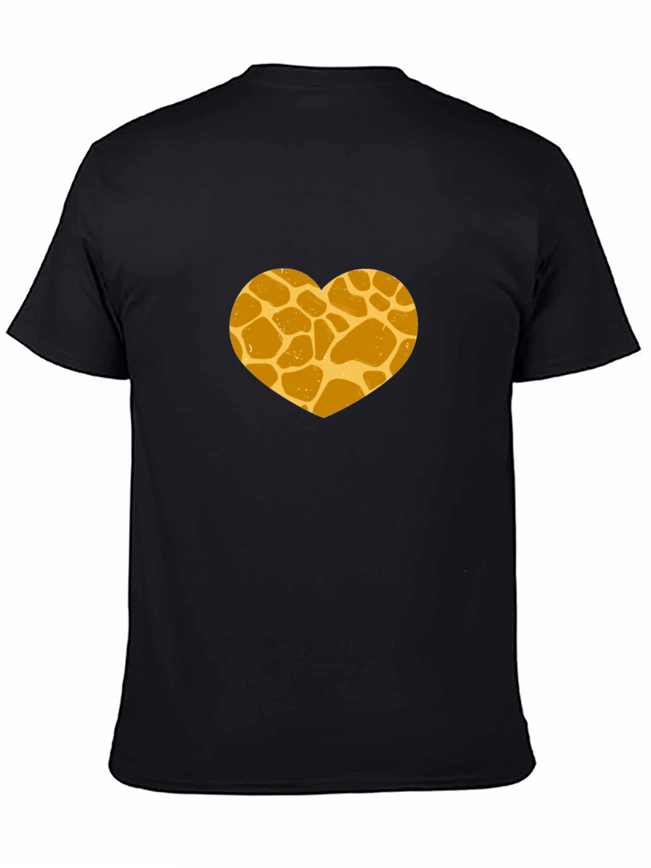 Giraffe Print Heart Graphic Tee - Stylish Black T-Shirt
