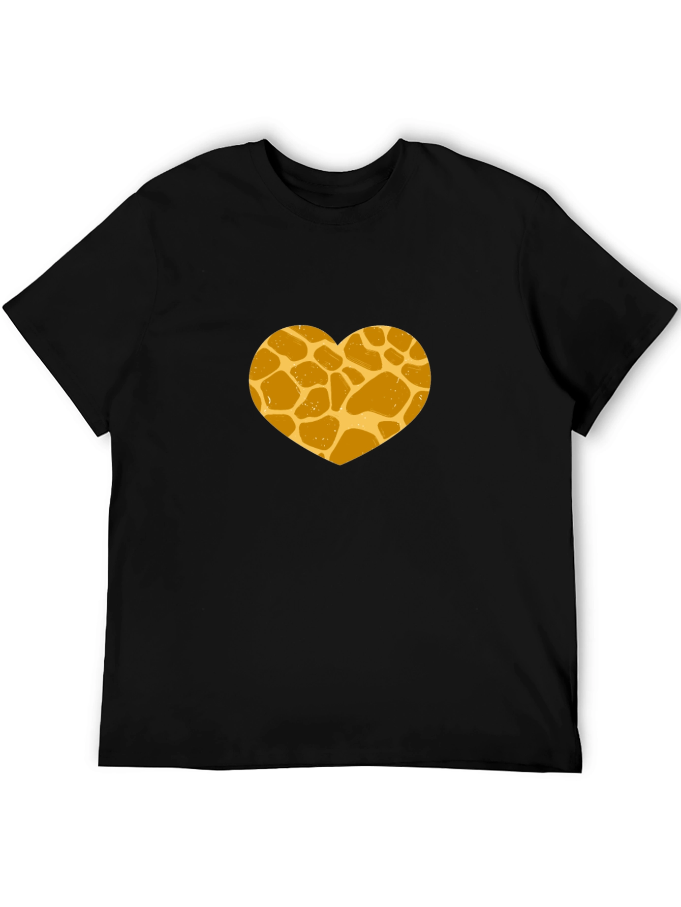 Giraffe Print Heart Graphic Tee - Stylish Black T-Shirt