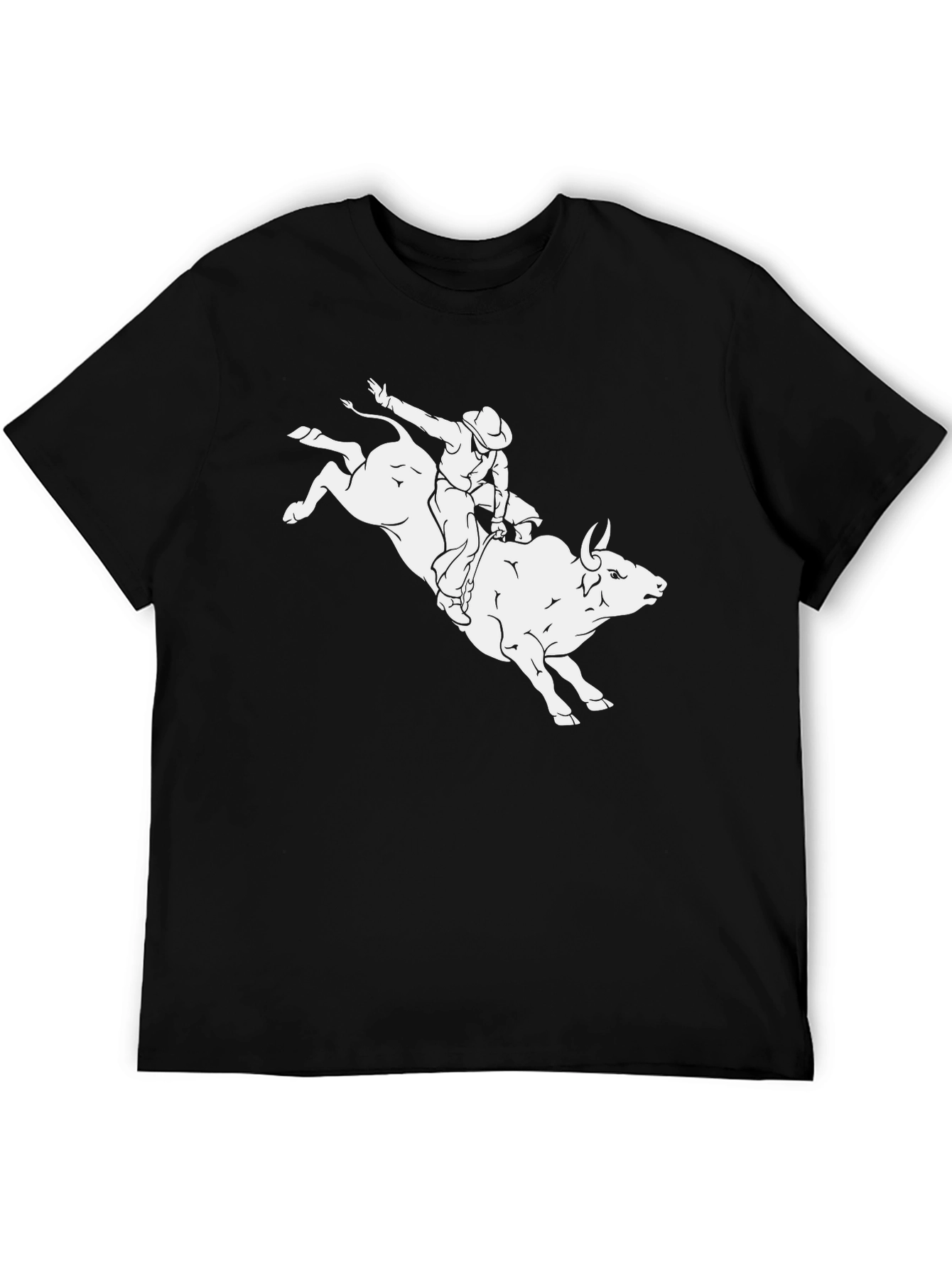 Black Bull Riding T-Shirt - Cowboy Rodeo Graphic Tee