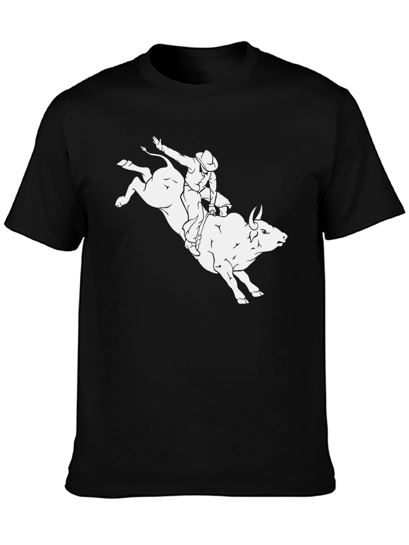 Black Bull Riding T-Shirt - Cowboy Rodeo Graphic Tee