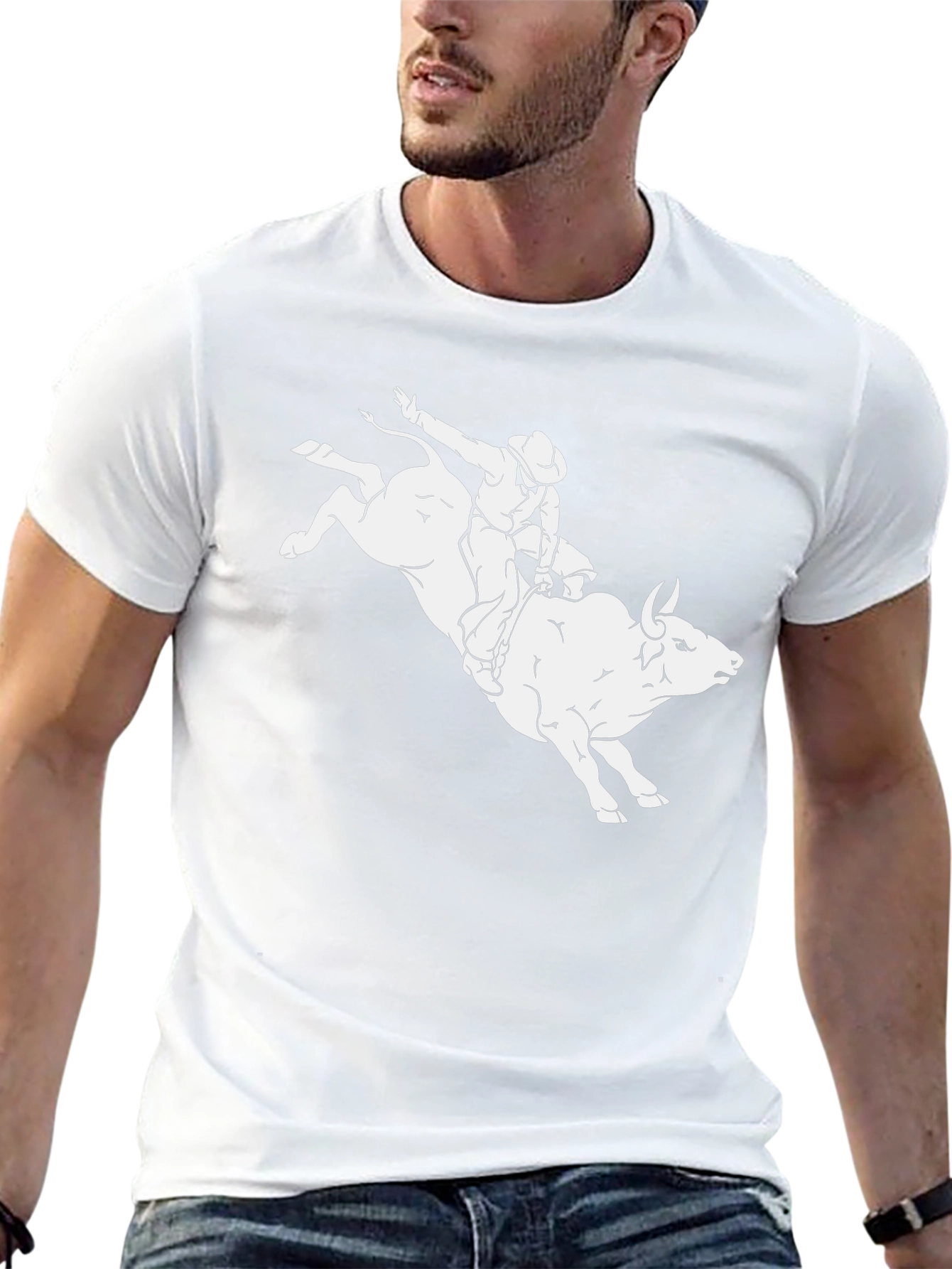 Black Bull Riding T-Shirt - Cowboy Rodeo Graphic Tee