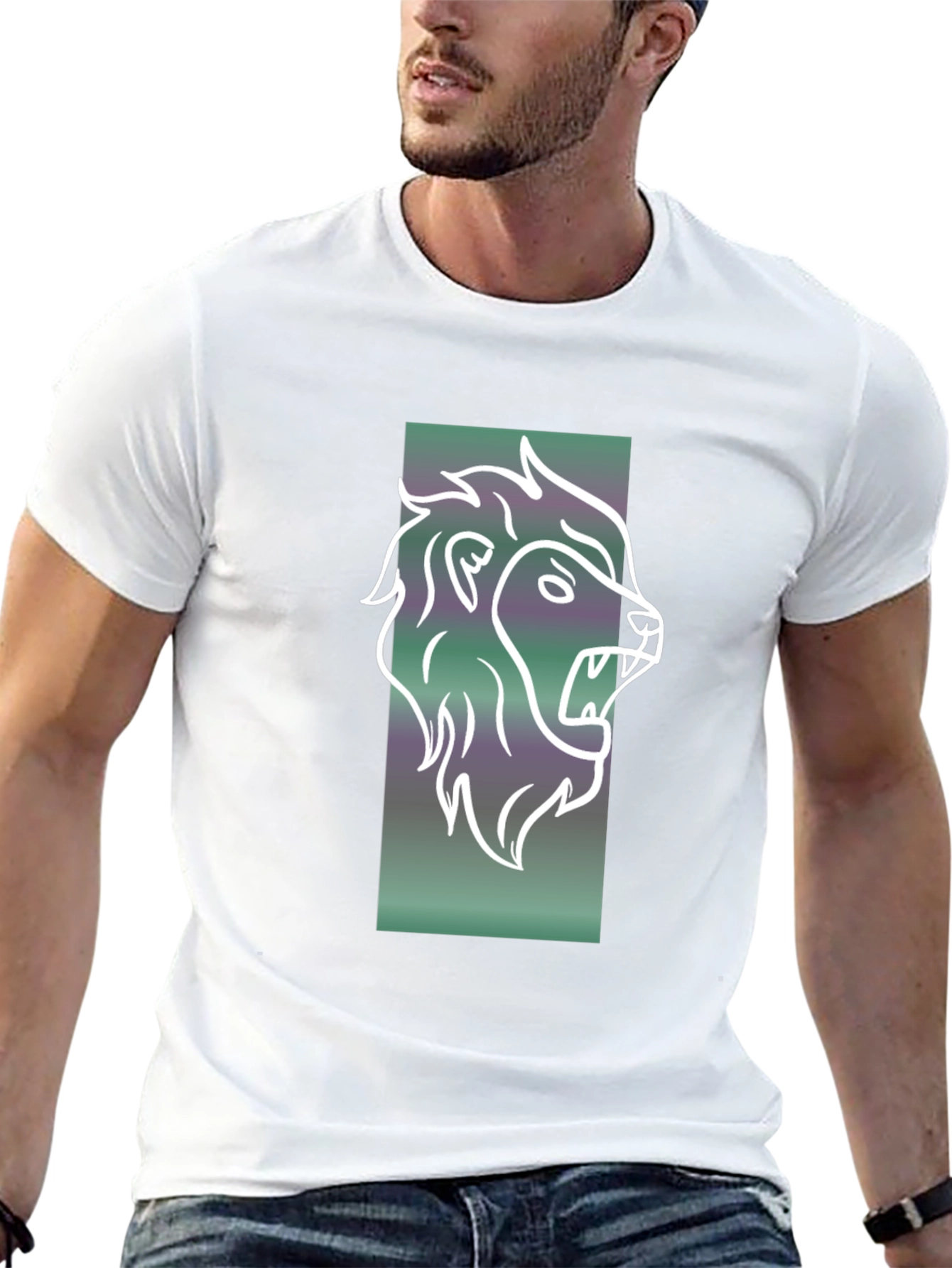 Lion Graphic Tee - Mens Black Cotton T-Shirt