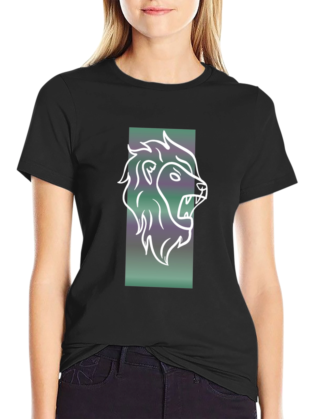 Lion Graphic Tee - Mens Black Cotton T-Shirt