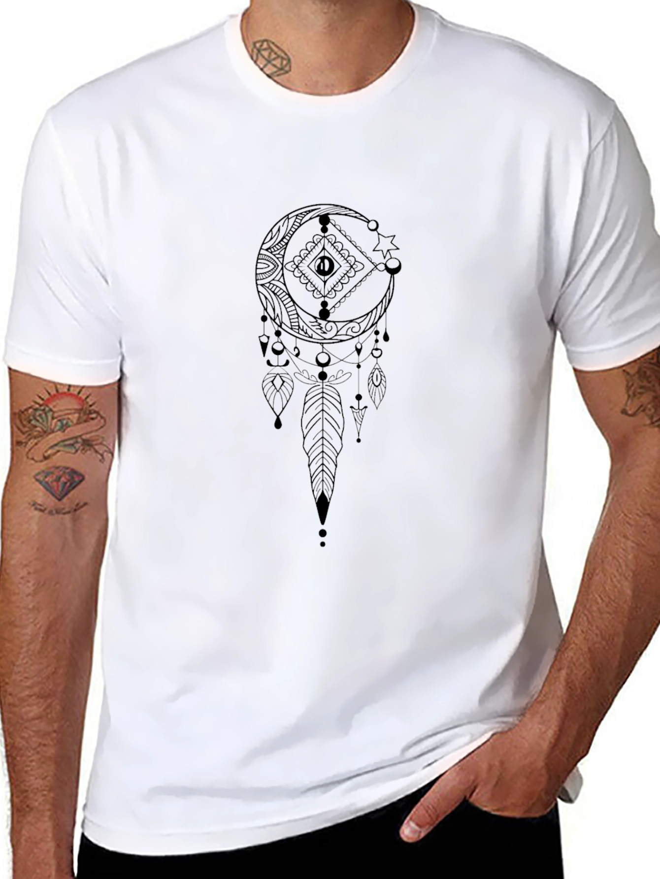 Black Dream Catcher Graphic T-Shirt for Men