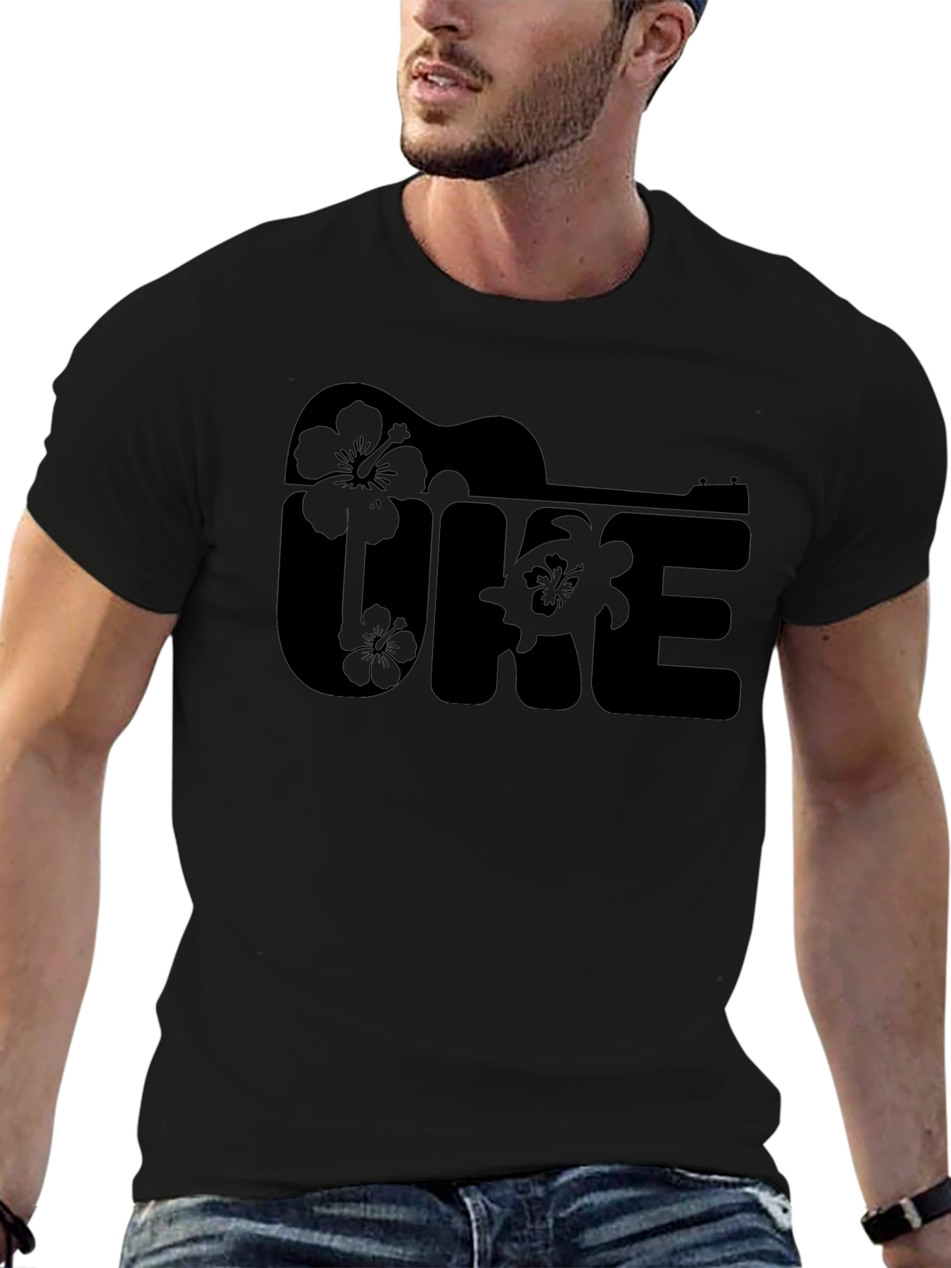 Black Ukulele Graphic T-Shirt