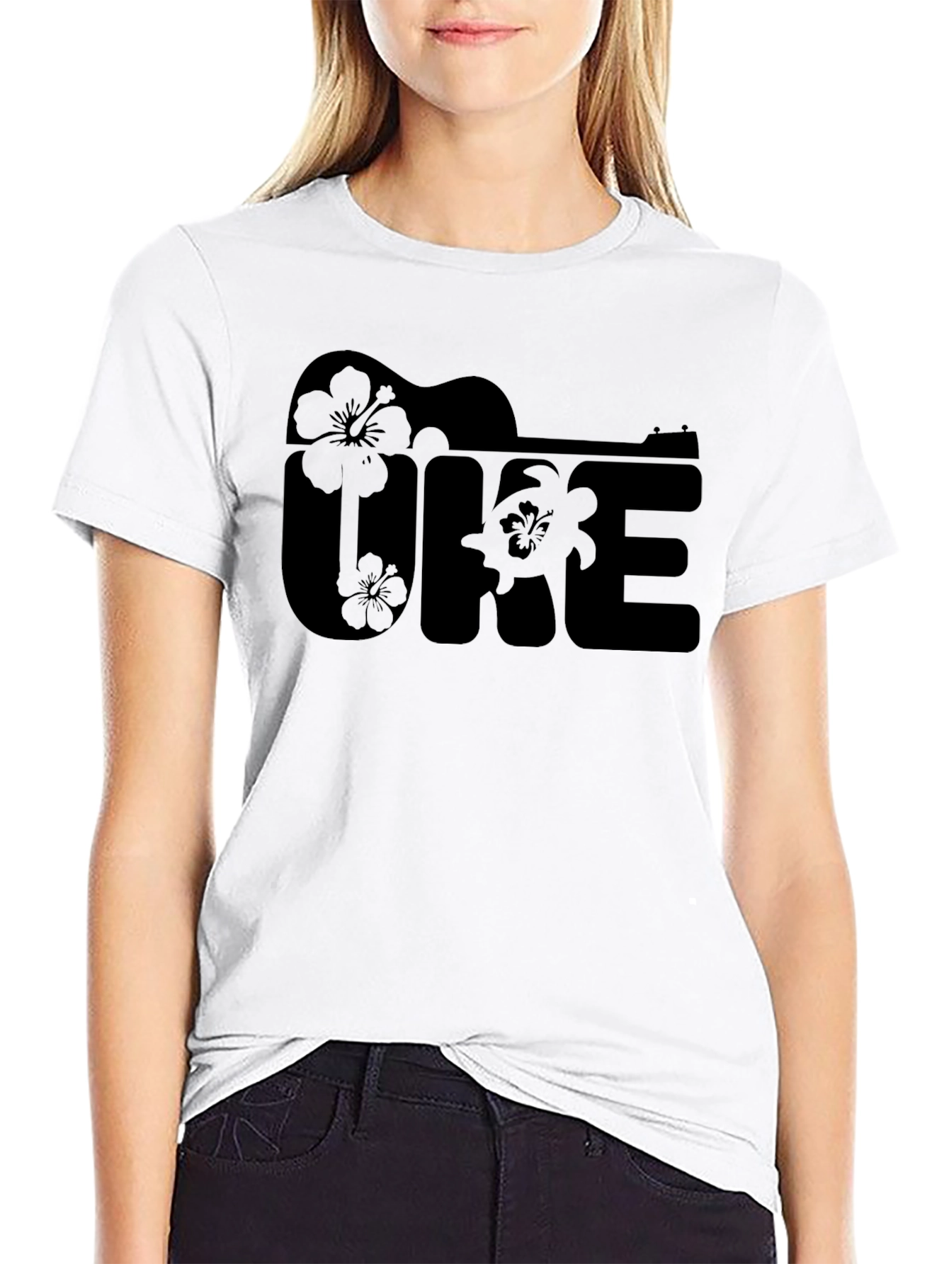 Black Ukulele Graphic T-Shirt