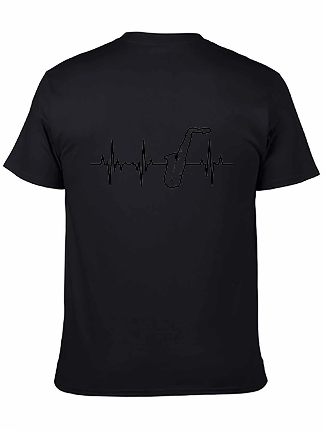 Saxophone Heartbeat Graphic Tee - Black