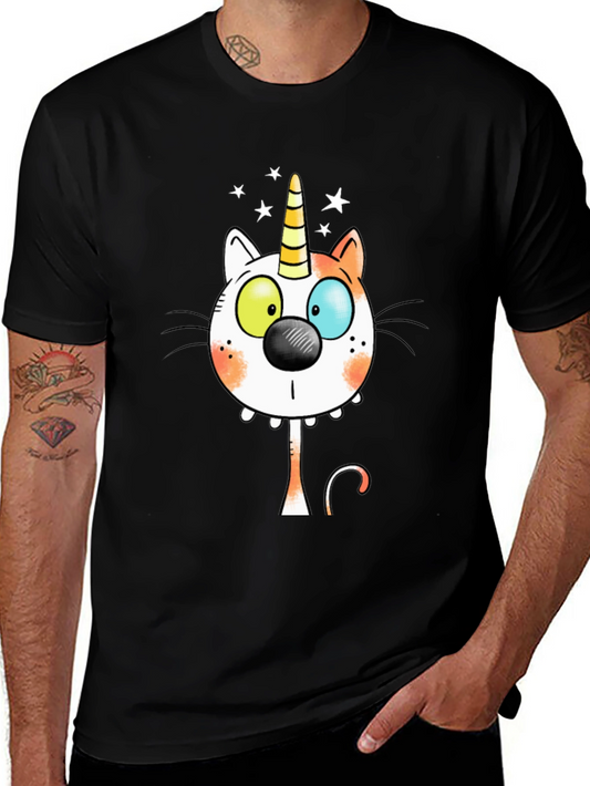 Unicorn Cat Graphic Tee - Mens Black T-Shirt