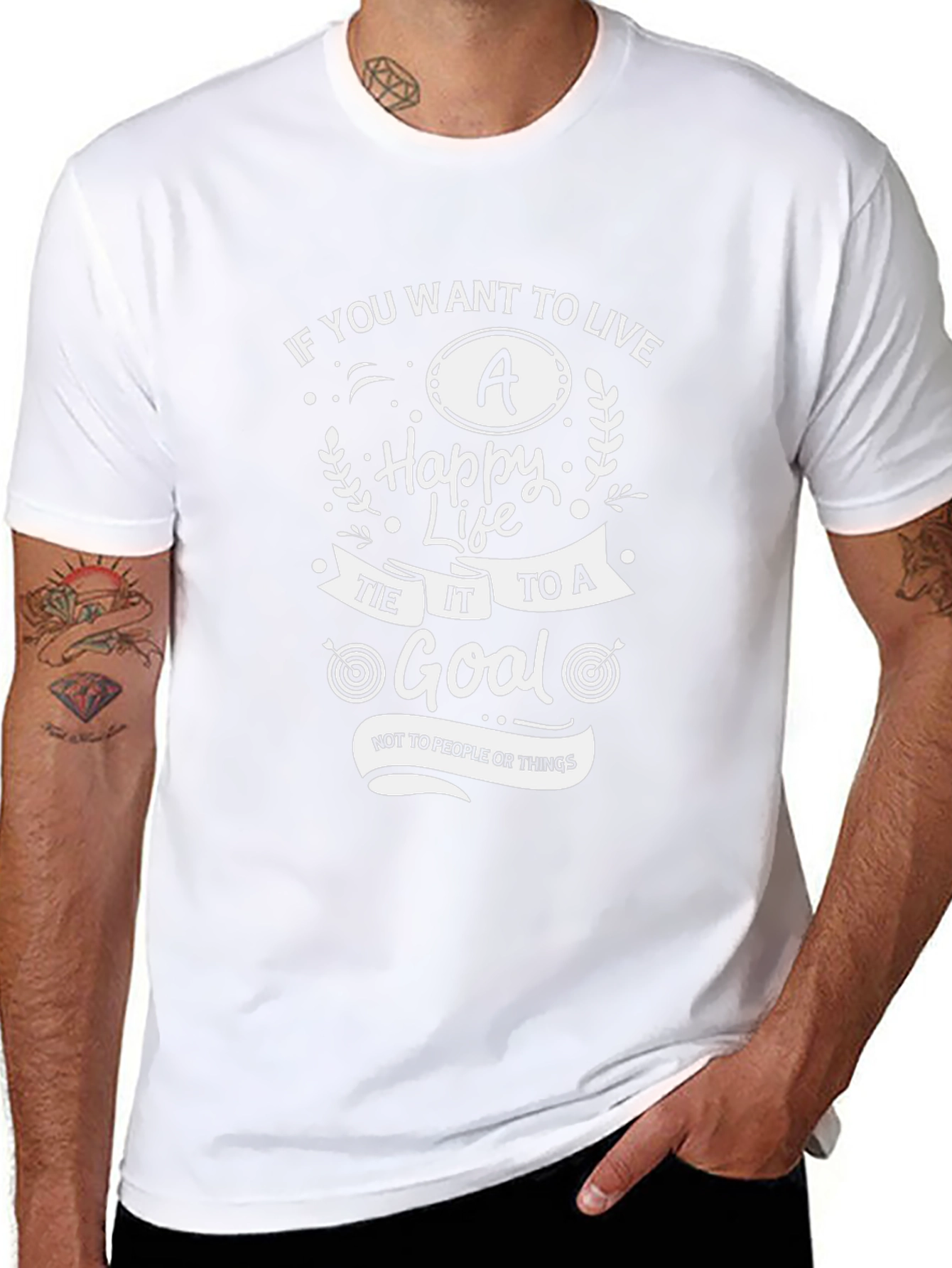 Motivational T-Shirt: Live a Happy Life Set a Goal