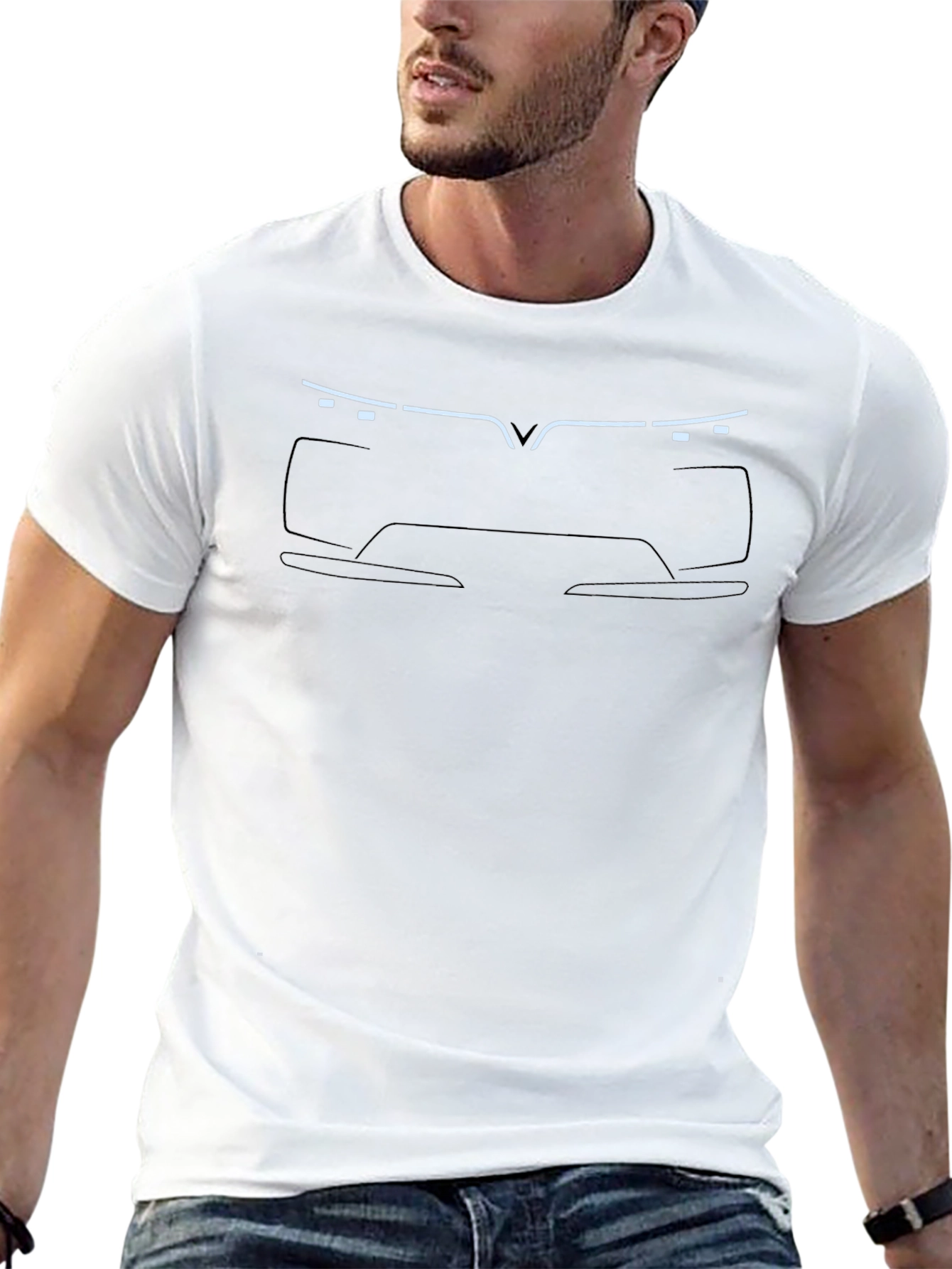 Modern Car Outline Black T-Shirt