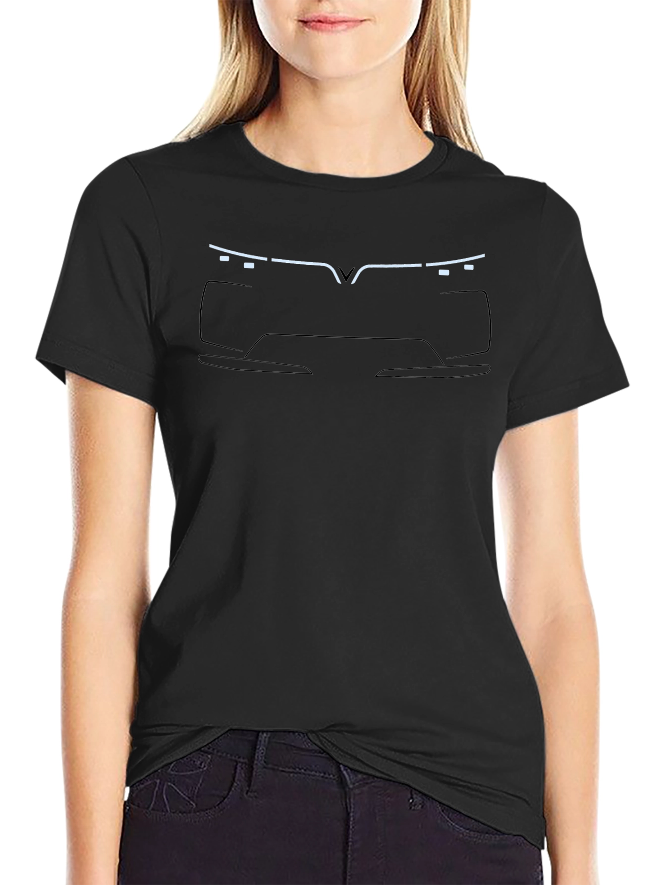 Modern Car Outline Black T-Shirt