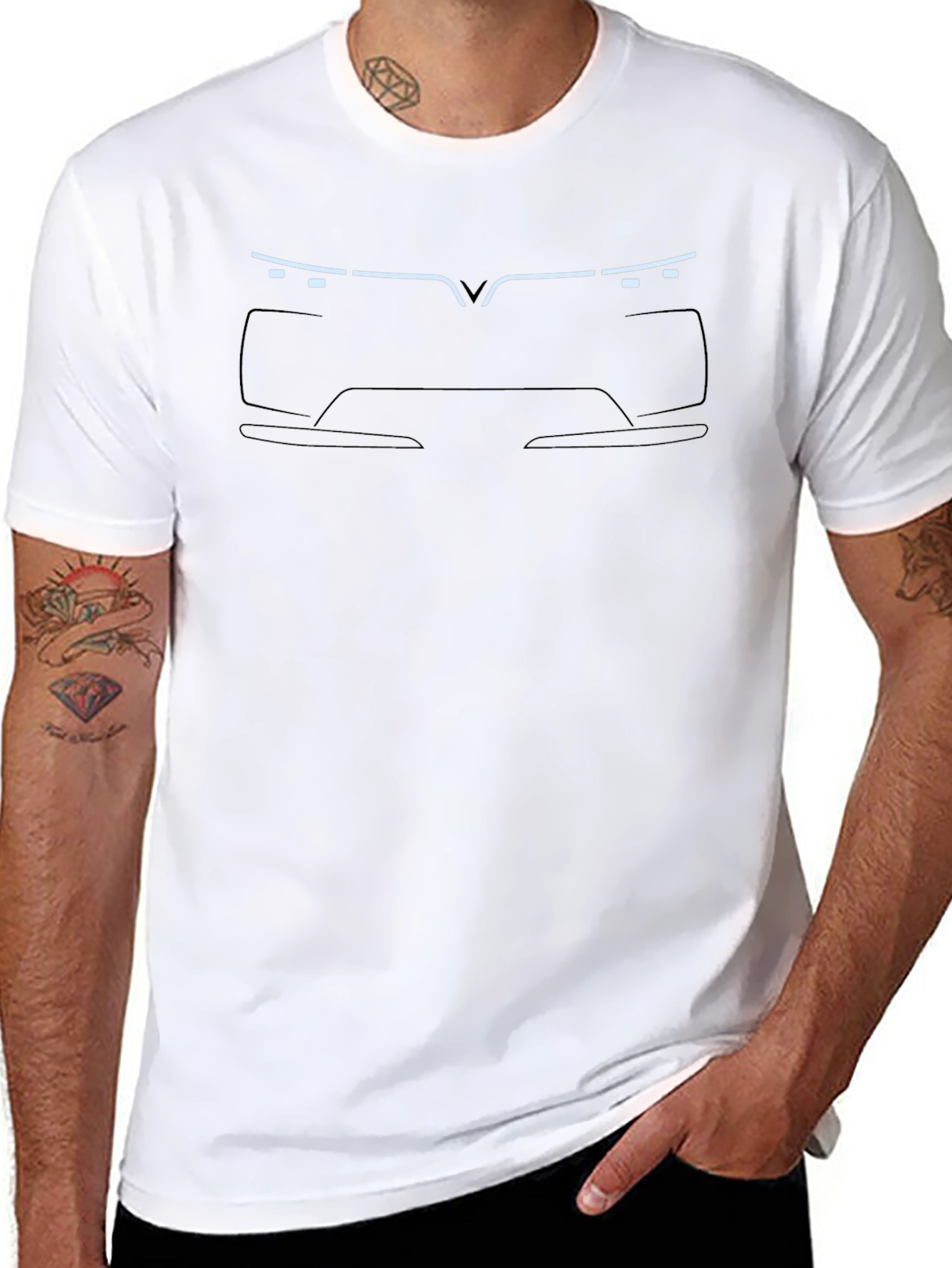 Modern Car Outline Black T-Shirt
