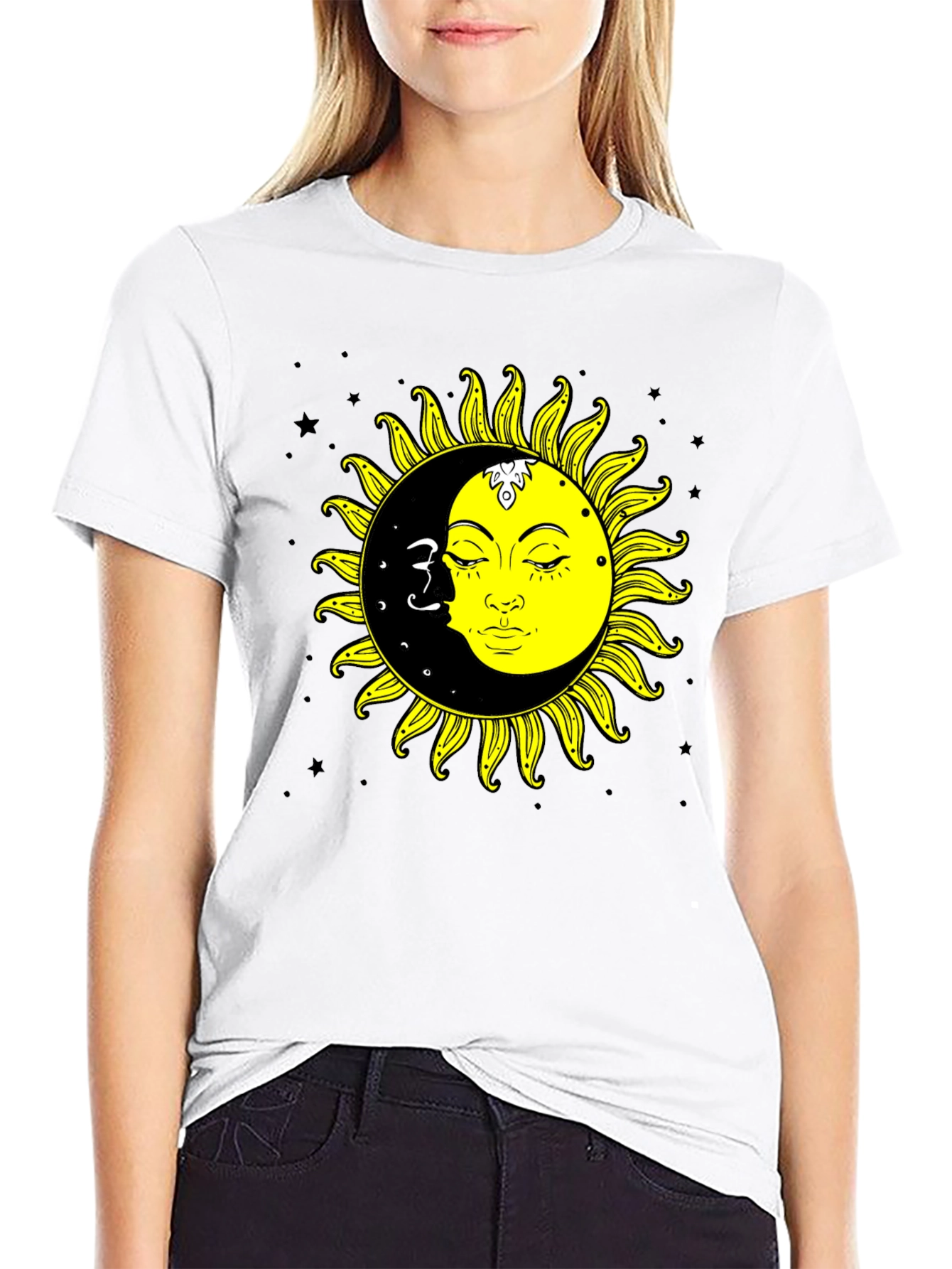 Sun & Moon Graphic Tee - Celestial Black T-Shirt