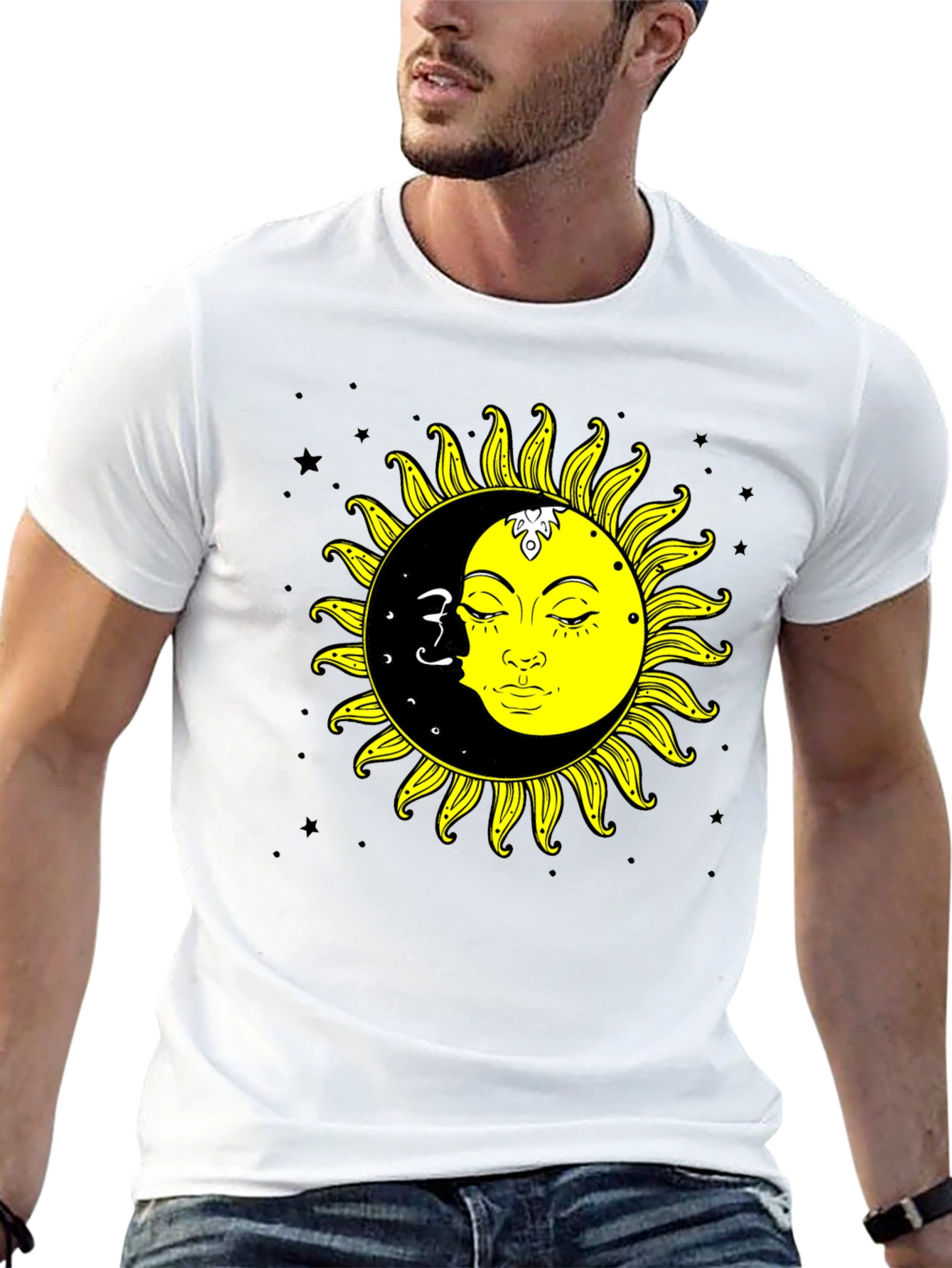 Sun & Moon Graphic Tee - Celestial Black T-Shirt