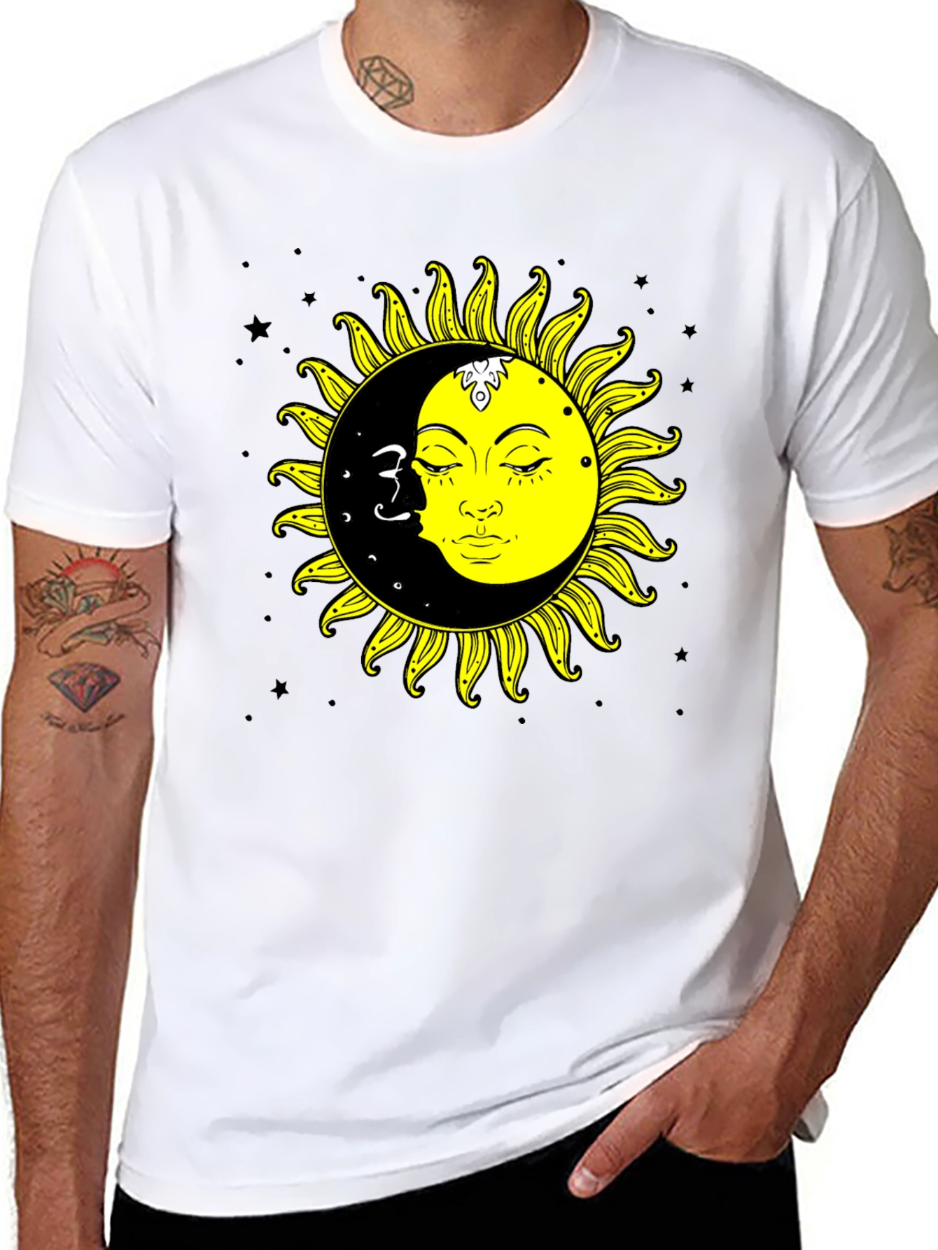 Sun & Moon Graphic Tee - Celestial Black T-Shirt