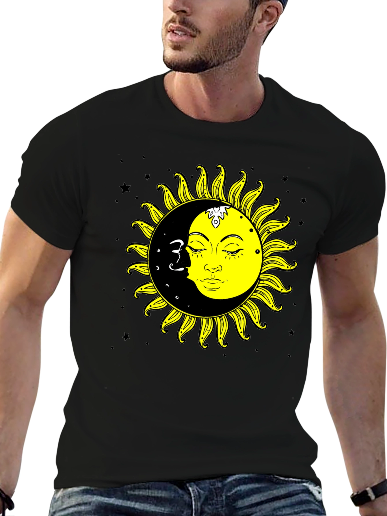 Sun & Moon Graphic Tee - Celestial Black T-Shirt