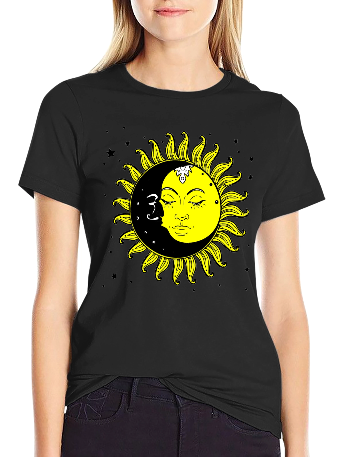 Sun & Moon Graphic Tee - Celestial Black T-Shirt