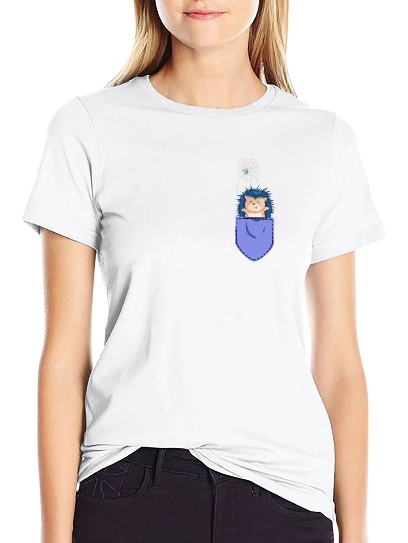 Cute Hedgehog Pocket T-Shirt - Whimsical Graphic Tee