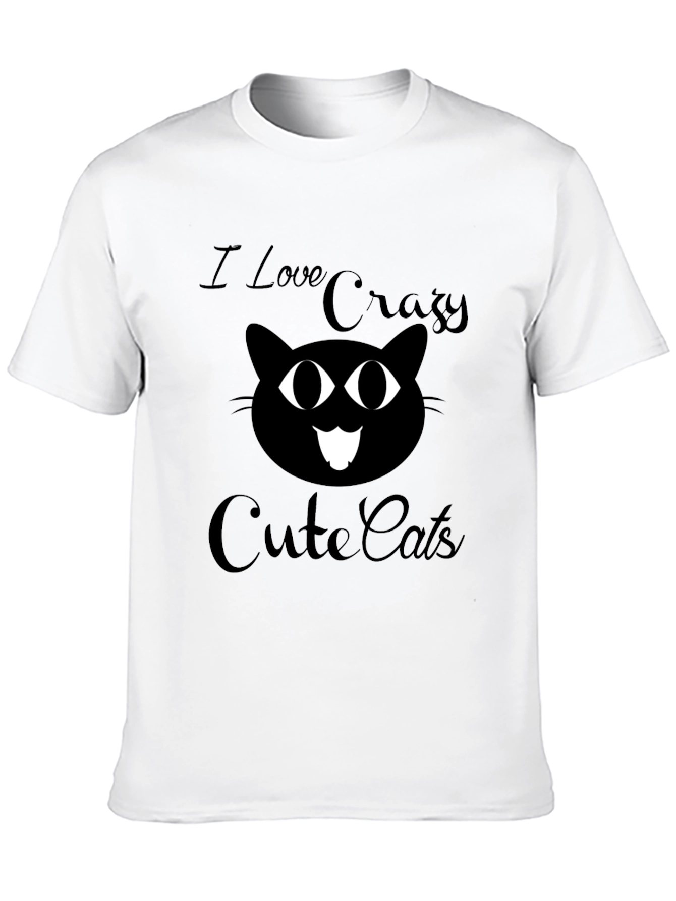 Crazy Cute Cats Graphic Tee - Black Cotton T-Shirt