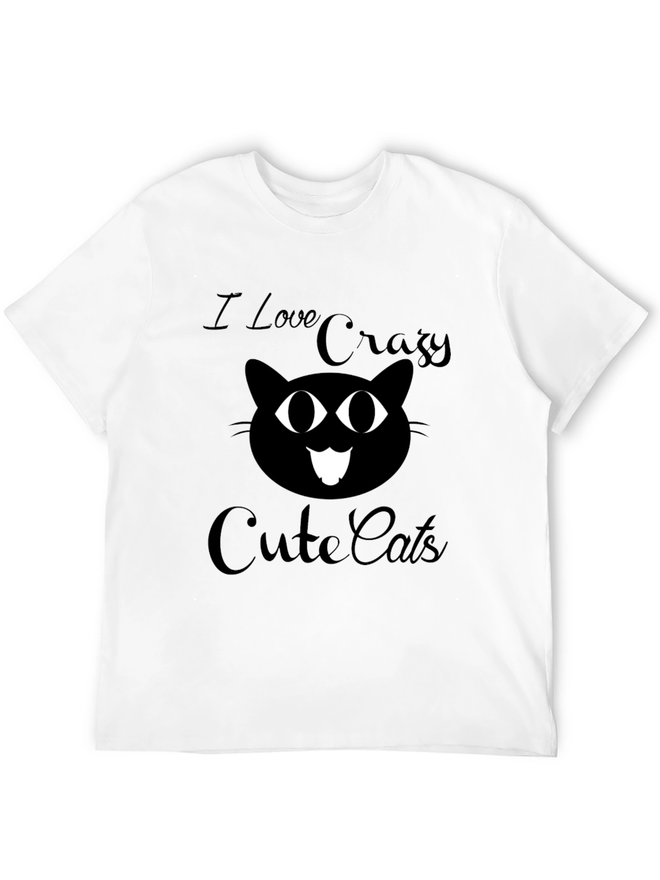 Crazy Cute Cats Graphic Tee - Black Cotton T-Shirt