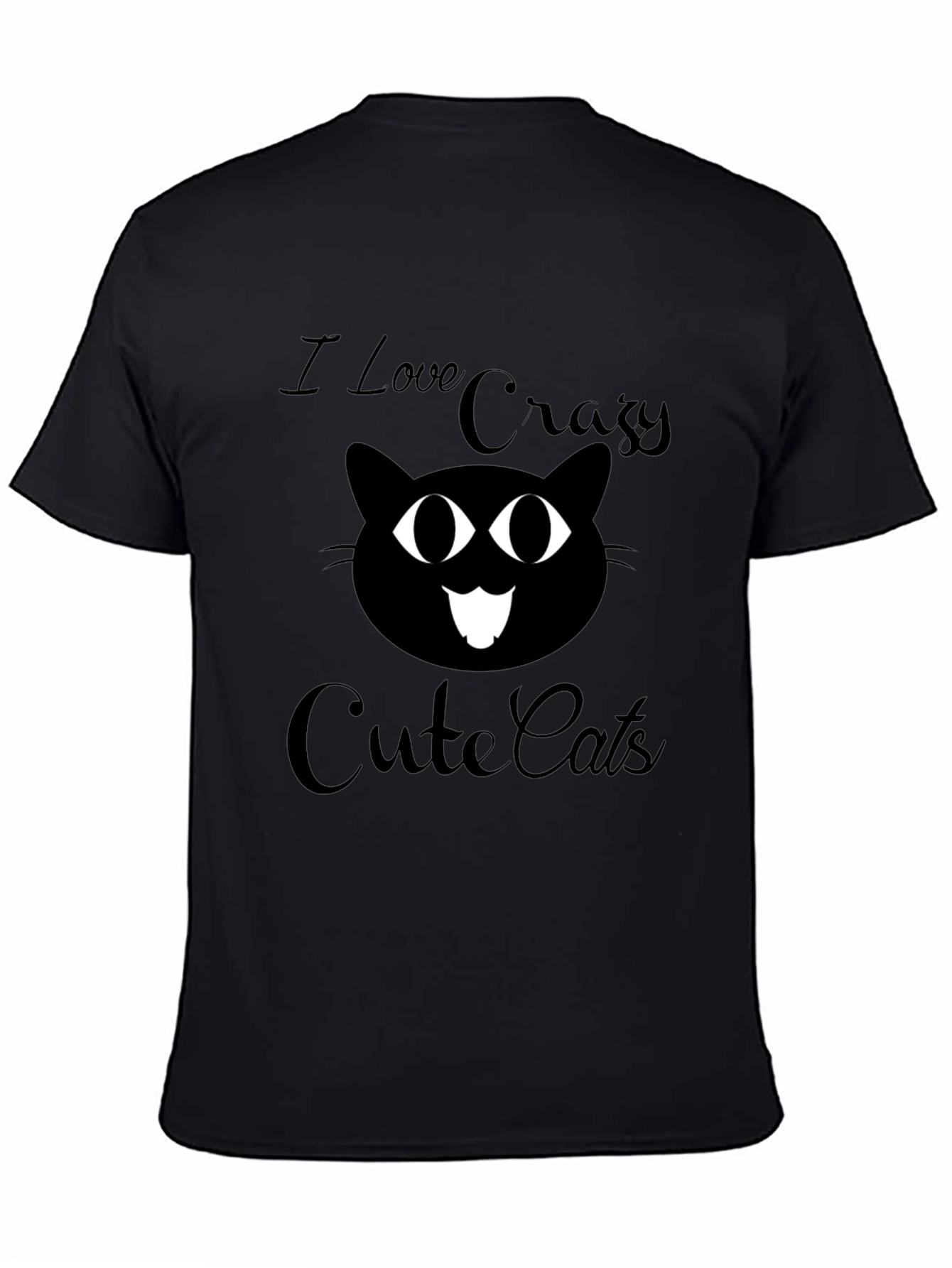 Crazy Cute Cats Graphic Tee - Black Cotton T-Shirt