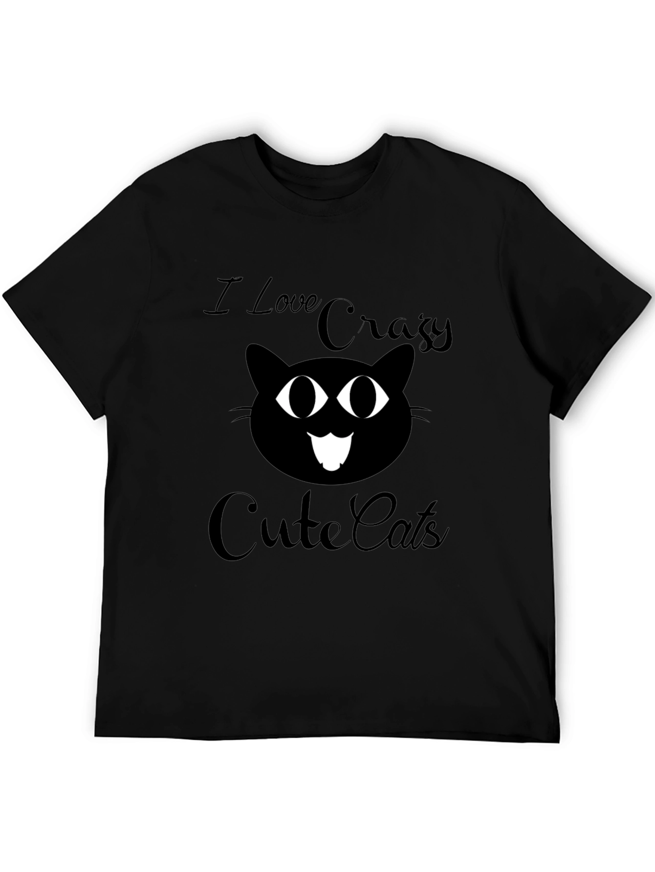 Crazy Cute Cats Graphic Tee - Black Cotton T-Shirt