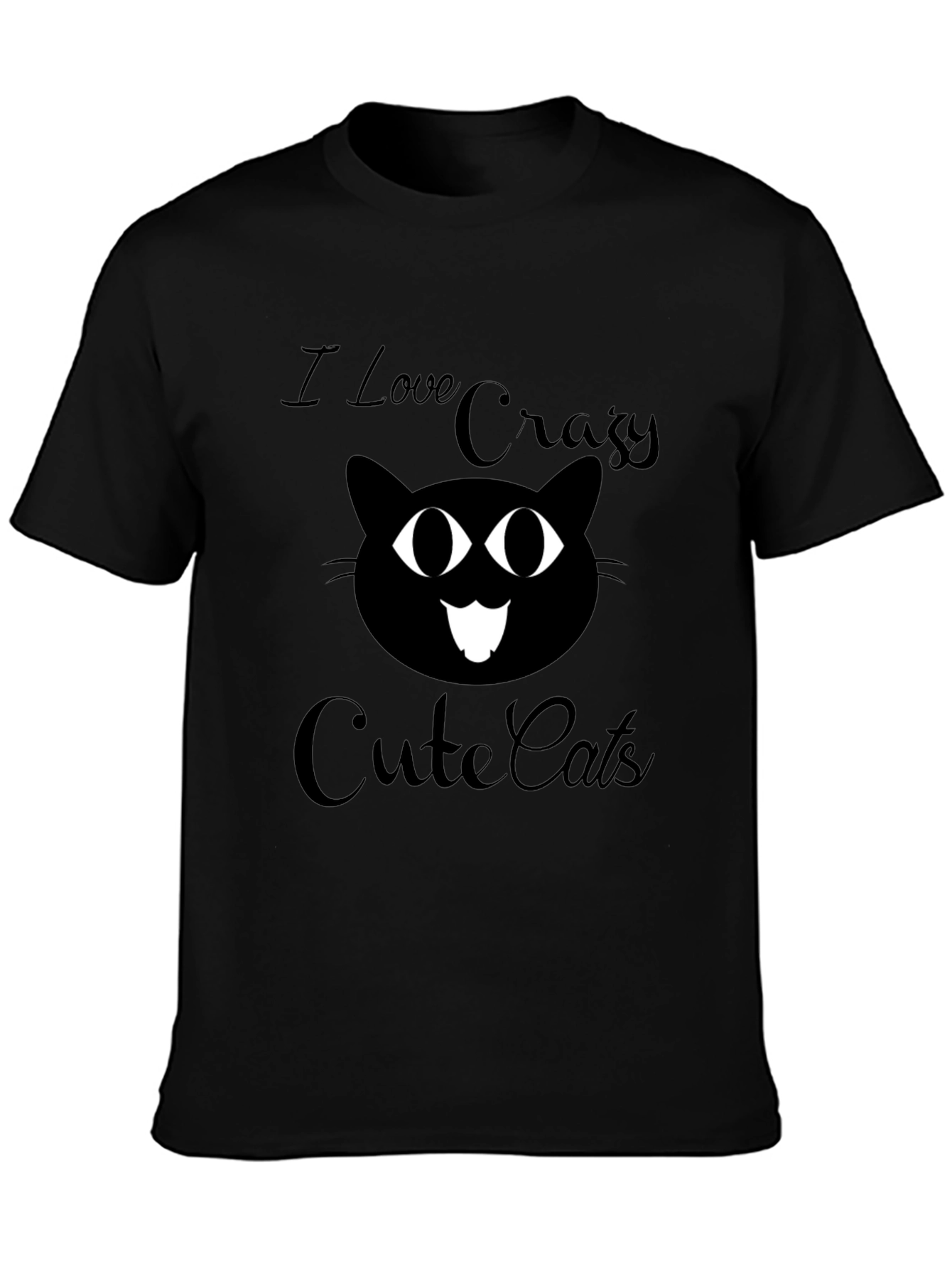 Crazy Cute Cats Graphic Tee - Black Cotton T-Shirt