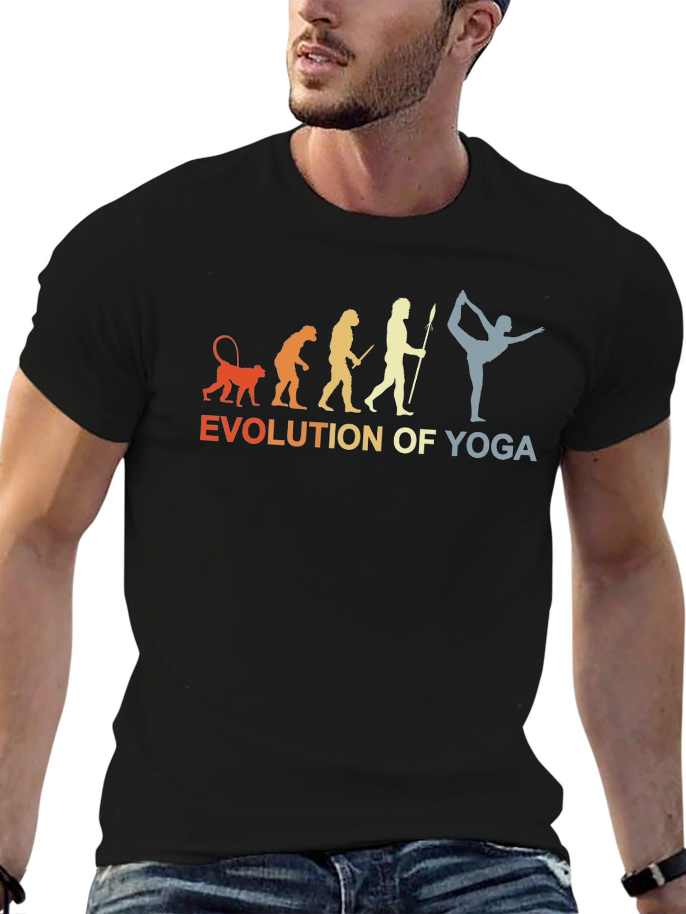 Evolution of Yoga T-Shirt - Black Cotton Tee