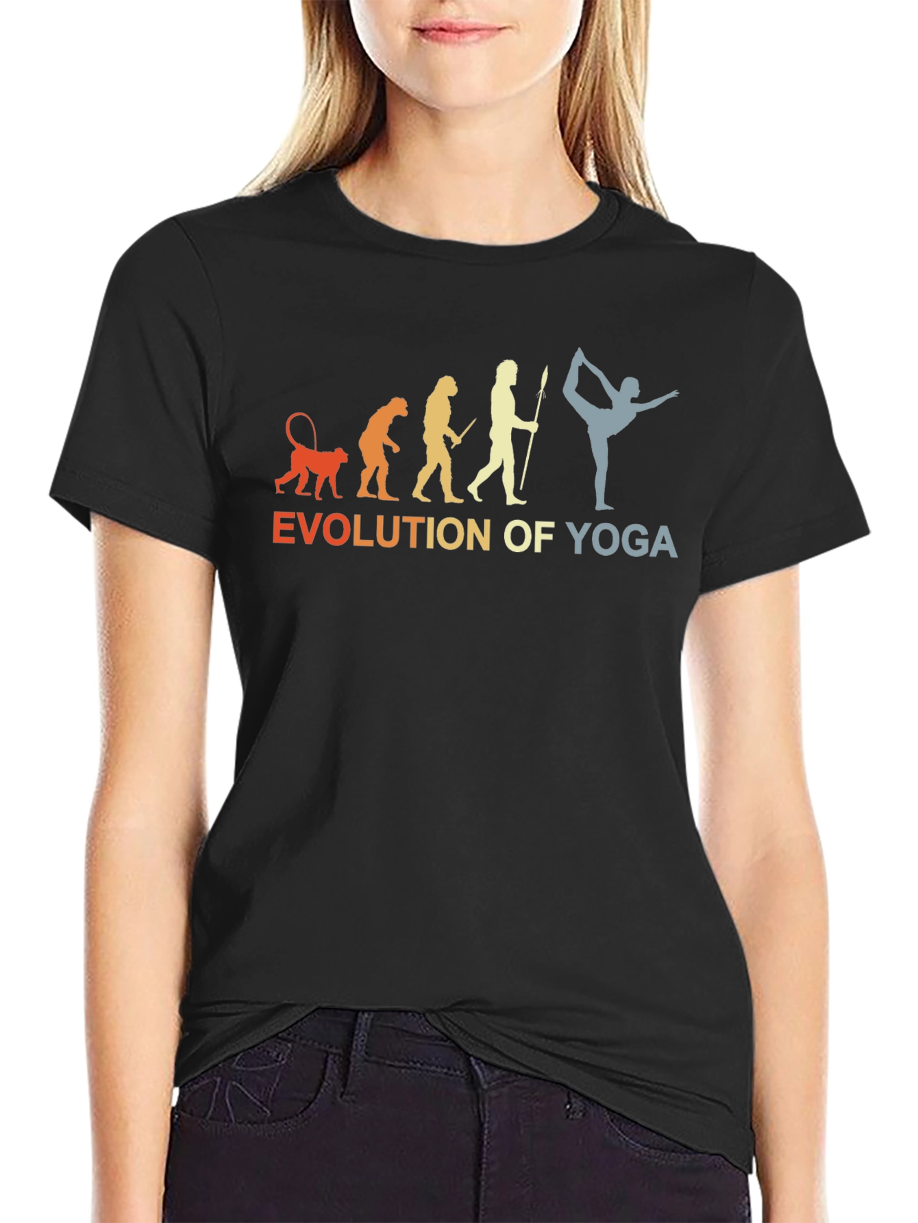 Evolution of Yoga T-Shirt - Black Cotton Tee