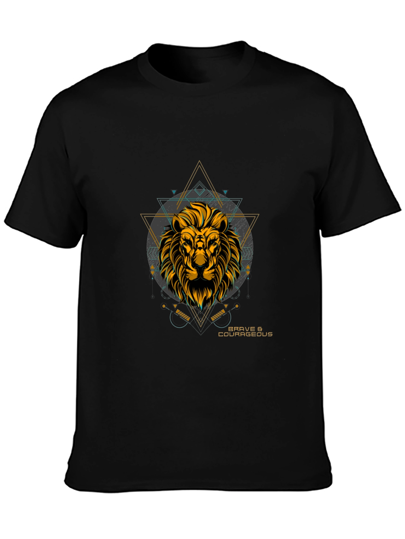 Mens Black Lion Graphic T-Shirt - Brave & Courageous
