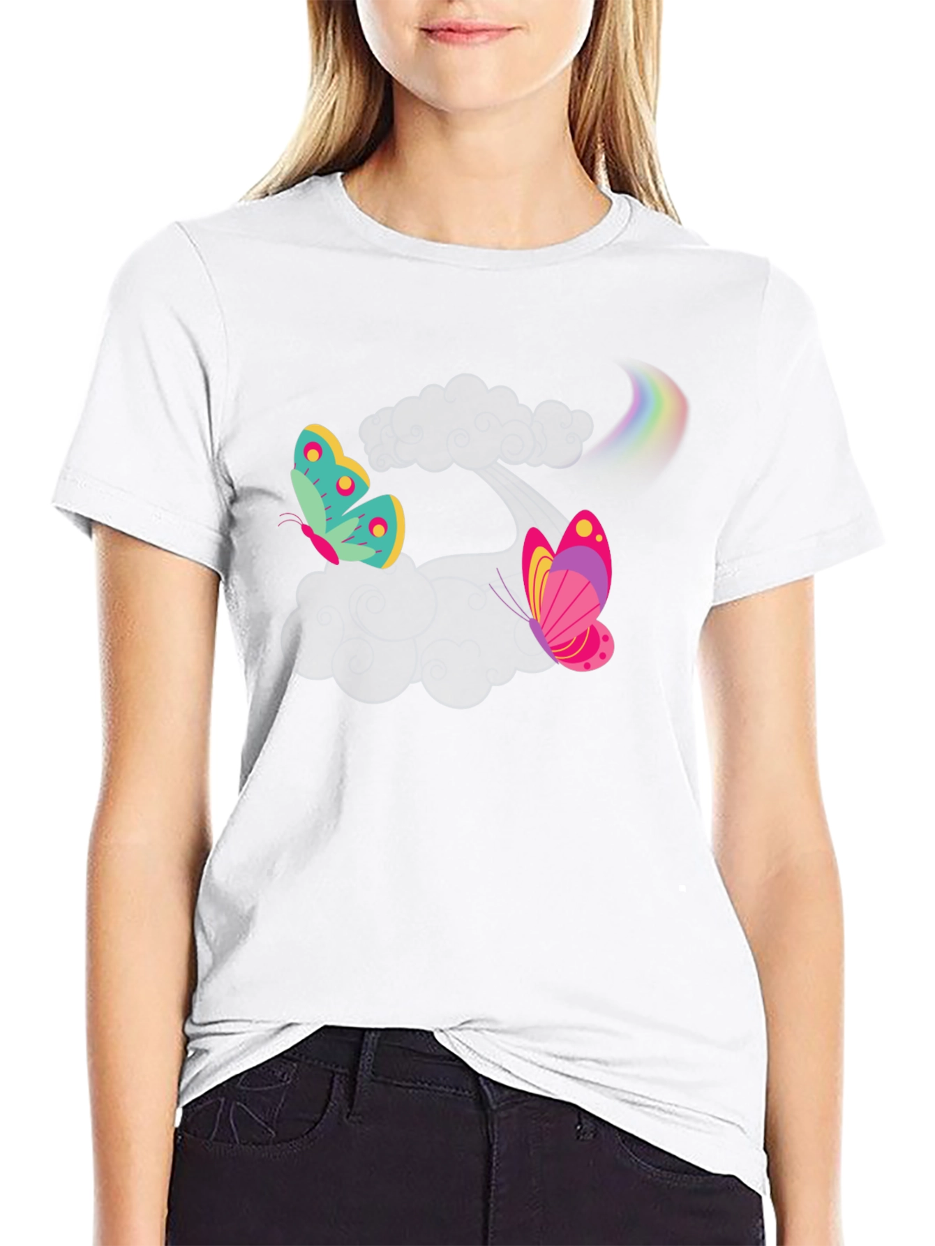 Butterfly Rainbow Black T-Shirt