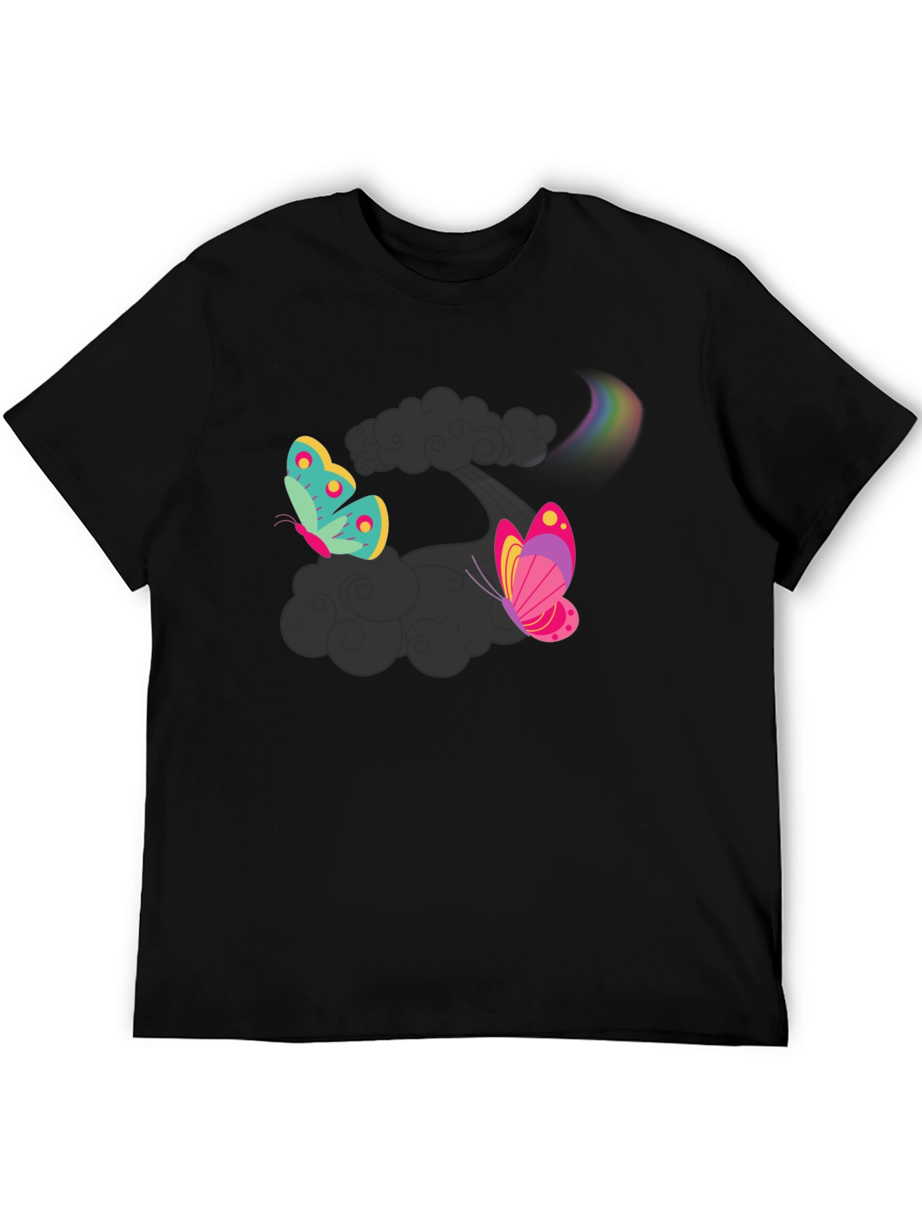 Butterfly Rainbow Black T-Shirt