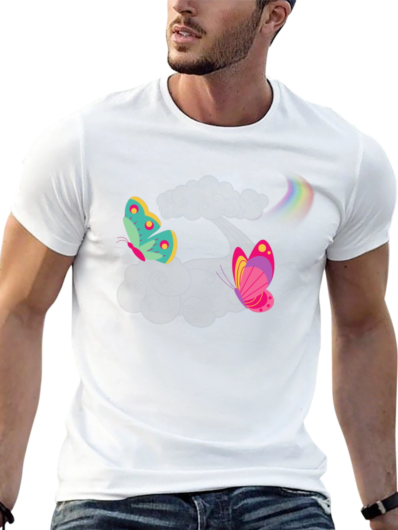 Butterfly Rainbow Black T-Shirt