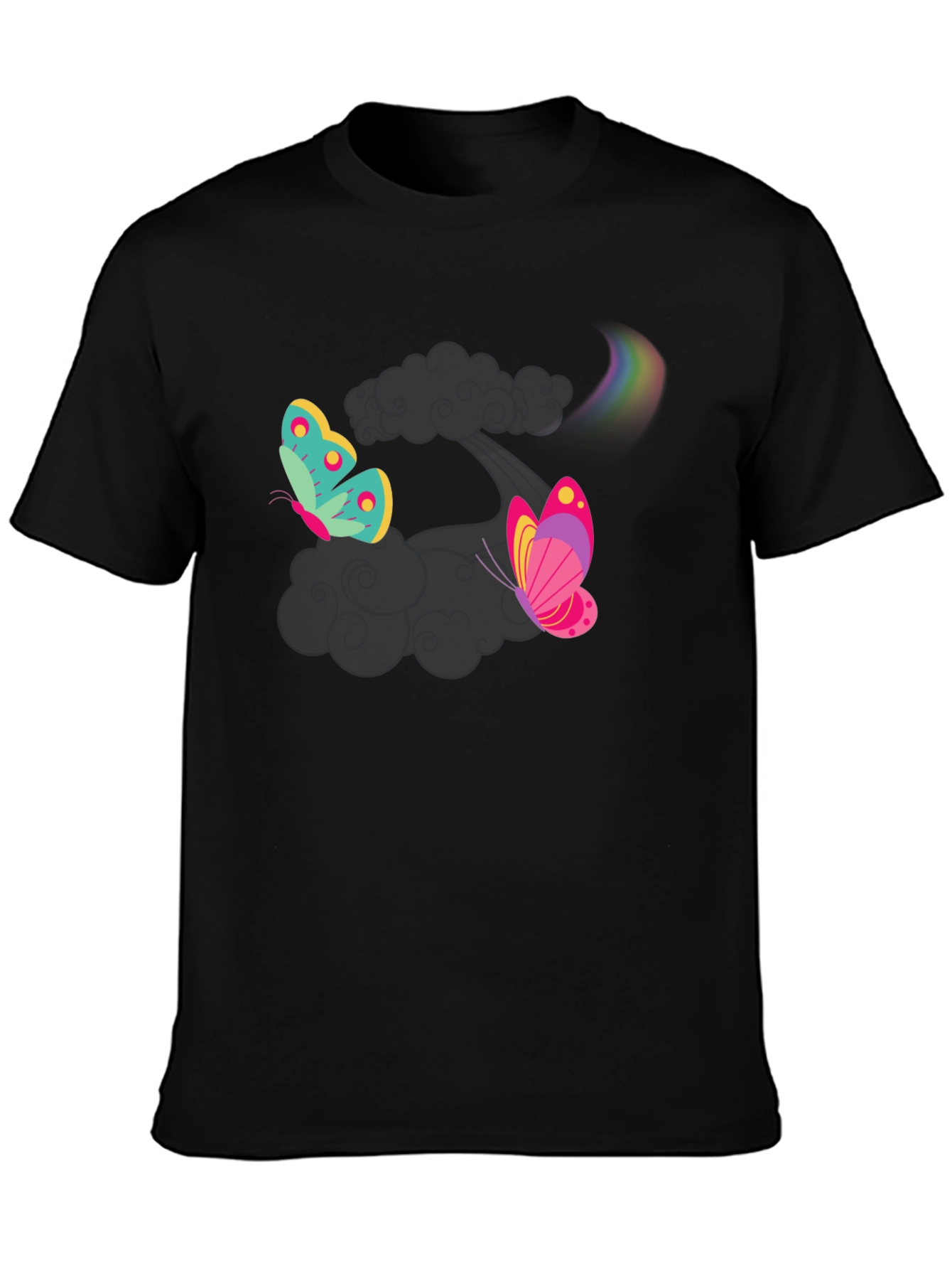 Butterfly Rainbow Black T-Shirt