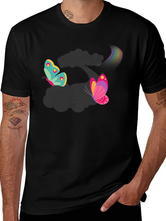 Butterfly Rainbow Black T-Shirt
