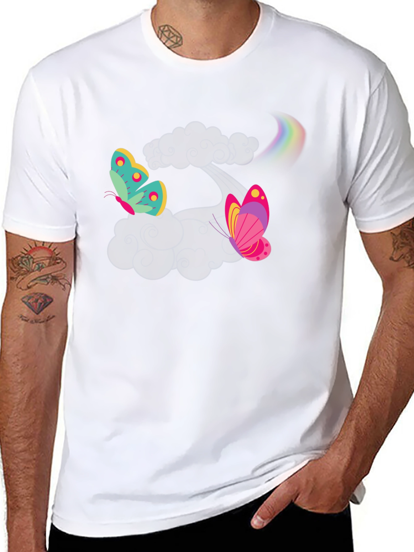 Butterfly Rainbow Black T-Shirt