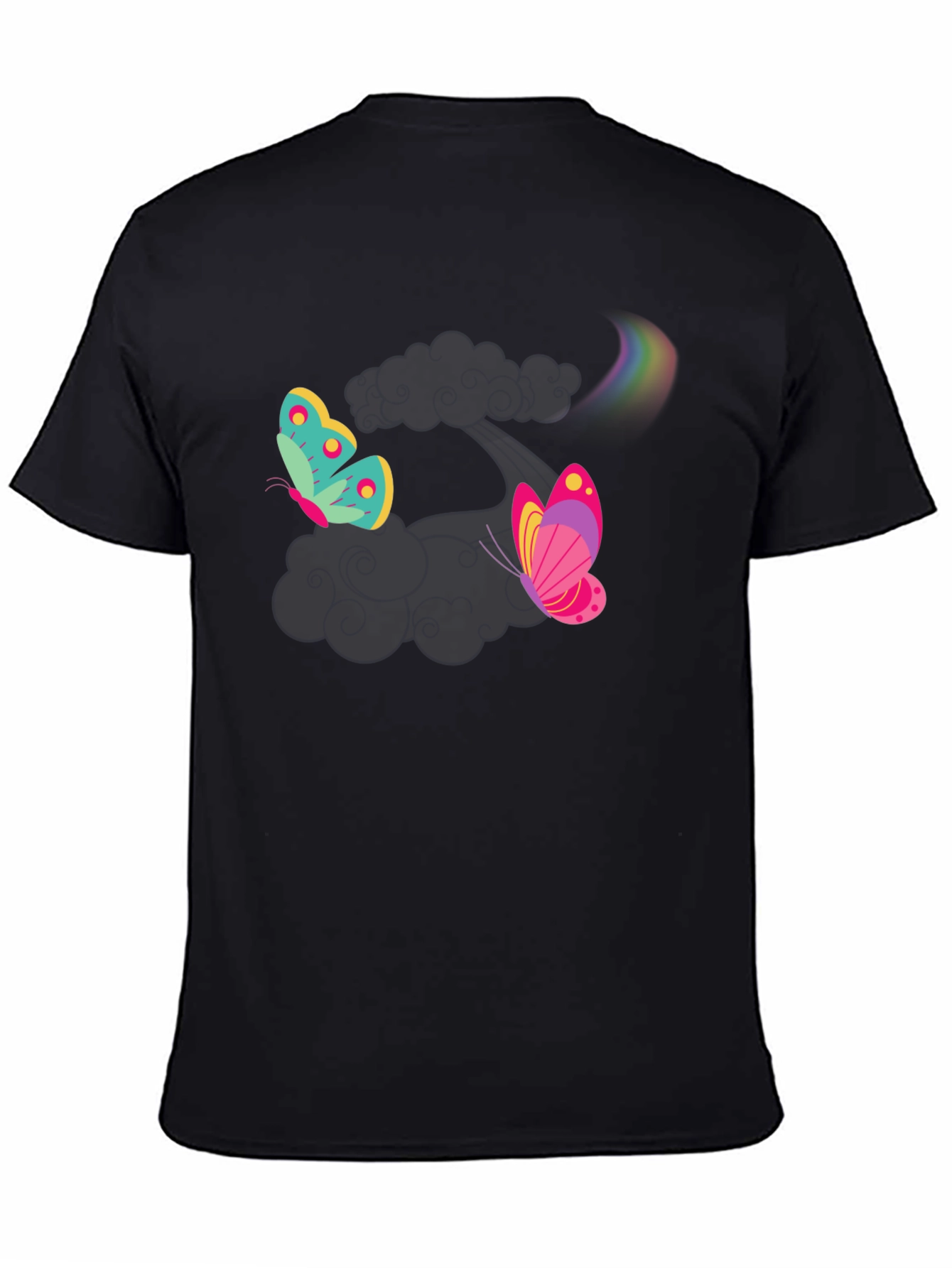 Butterfly Rainbow Black T-Shirt