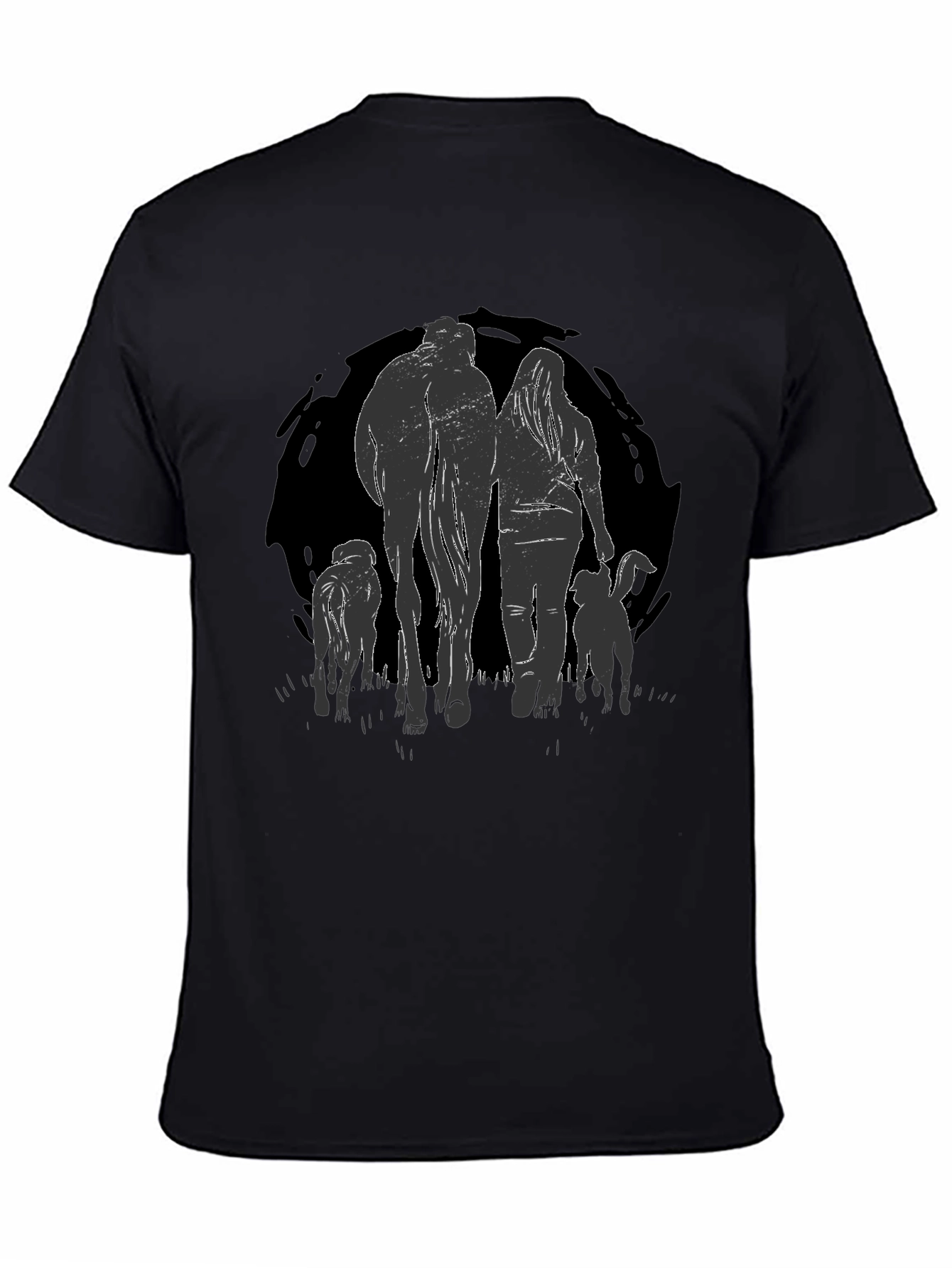 Walking Pets Graphic Tee - Black