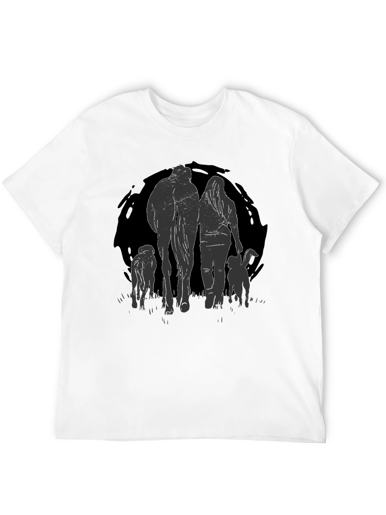 Walking Pets Graphic Tee - Black