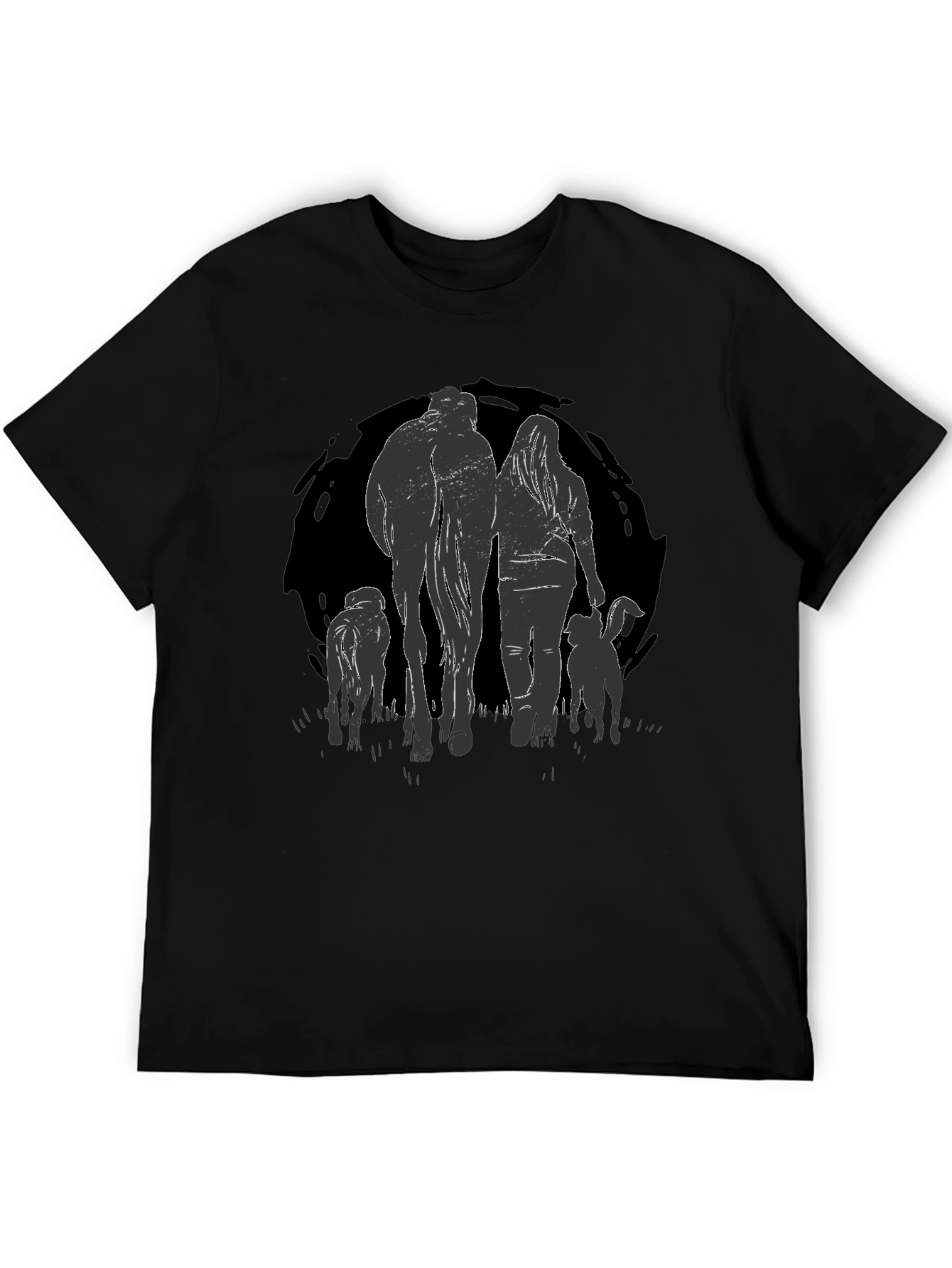 Walking Pets Graphic Tee - Black