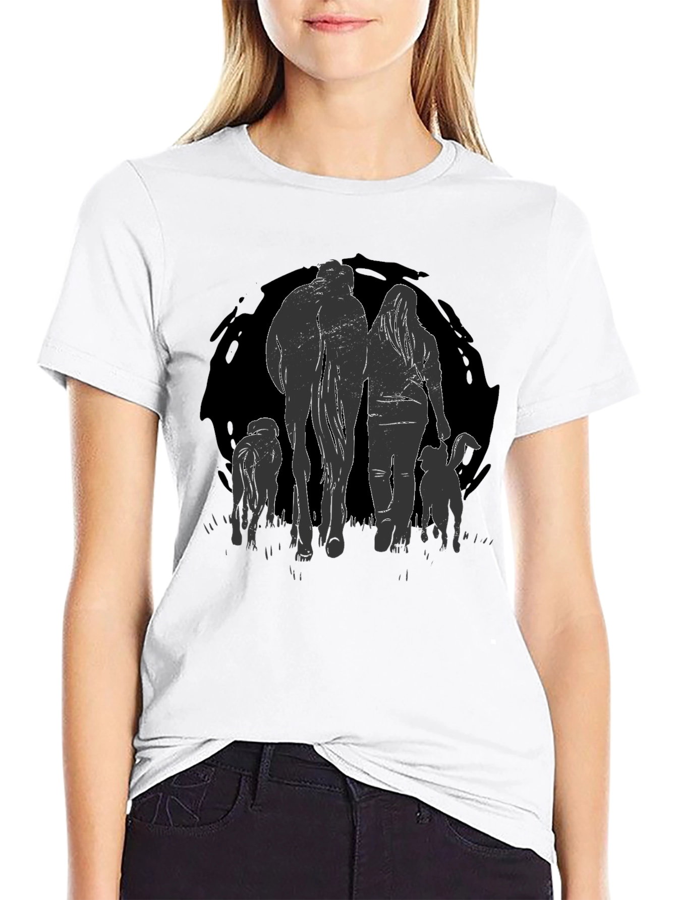 Walking Pets Graphic Tee - Black